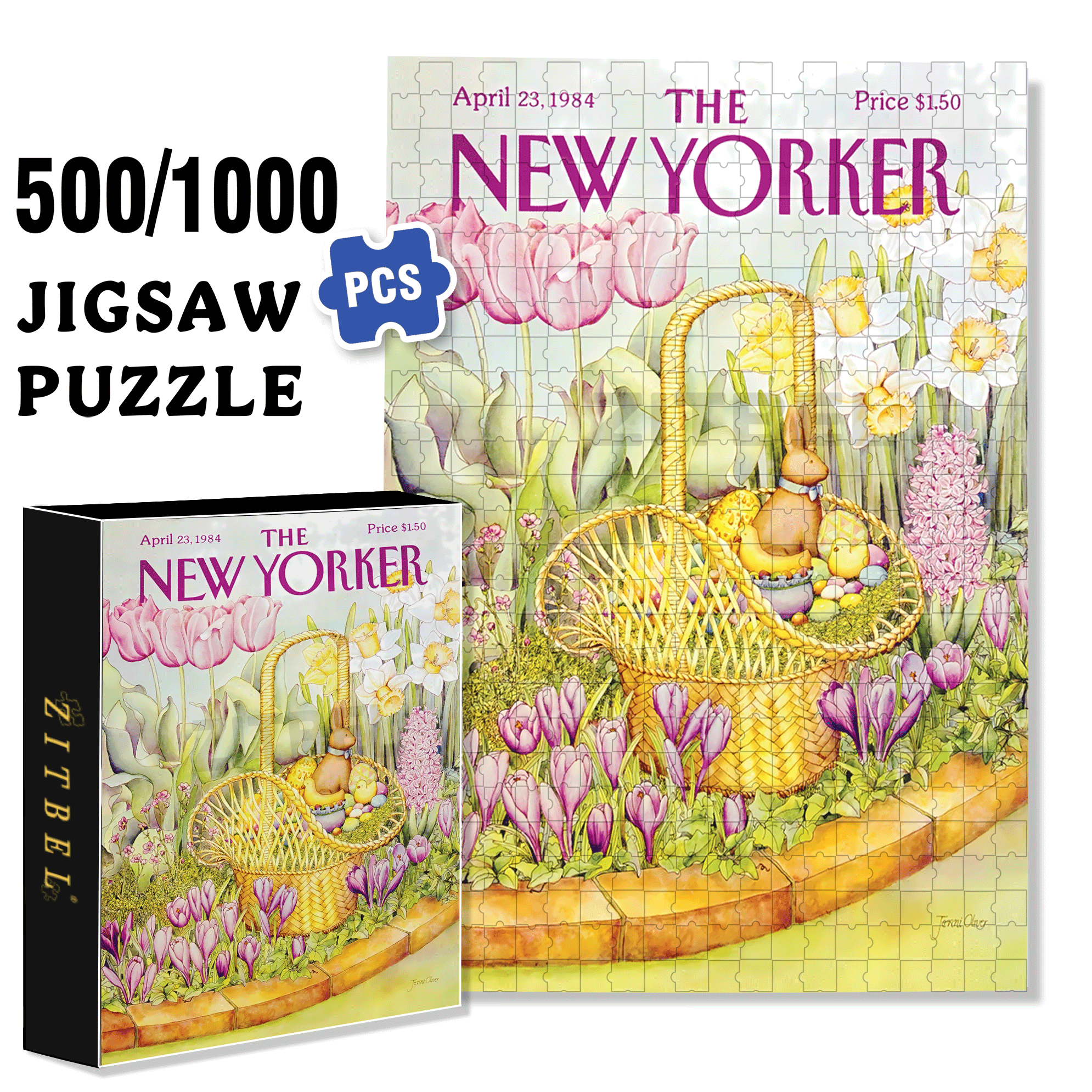 Easter Basket 500pcs/1000pcs Jigsaw Puzzle, Scratch-Resistant, Interactive Family Game & Brain-Boosting DIY Decor, Perfect for Halloween, Christmas & New Year Gifts, Family Puzzle Game