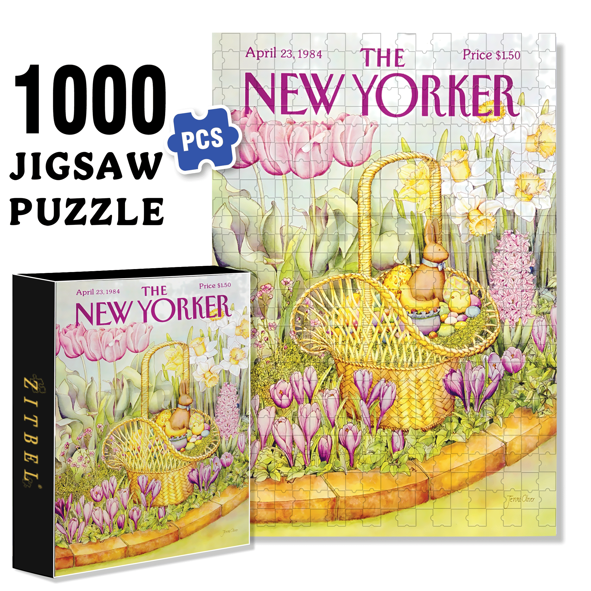 Easter Basket 500pcs/1000pcs Jigsaw Puzzle, Scratch-Resistant, Interactive Family Game & Brain-Boosting DIY Decor, Perfect for Halloween, Christmas & New Year Gifts, Family Puzzle Game