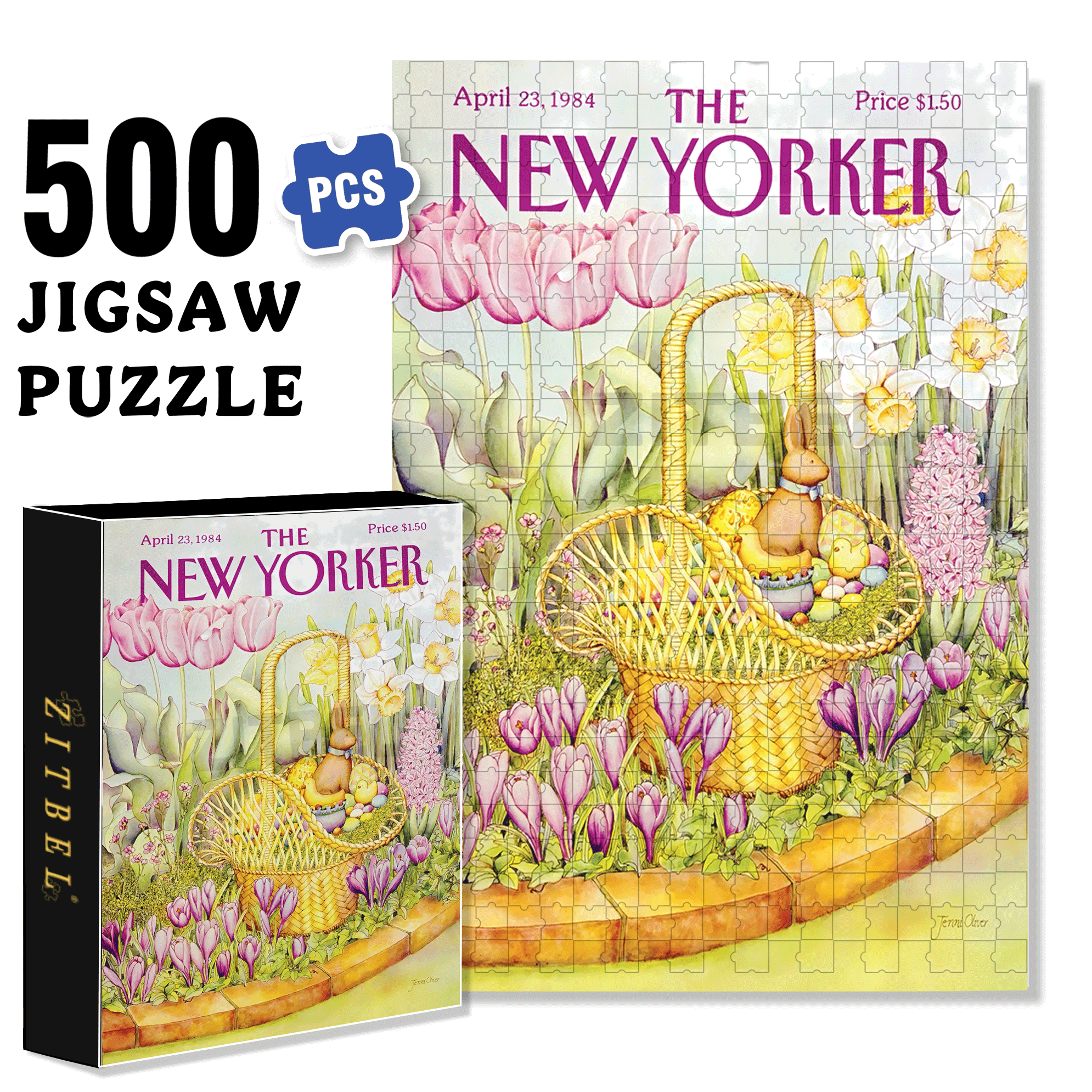 Easter Basket 500pcs/1000pcs Jigsaw Puzzle, Scratch-Resistant, Interactive Family Game & Brain-Boosting DIY Decor, Perfect for Halloween, Christmas & New Year Gifts, Family Puzzle Game