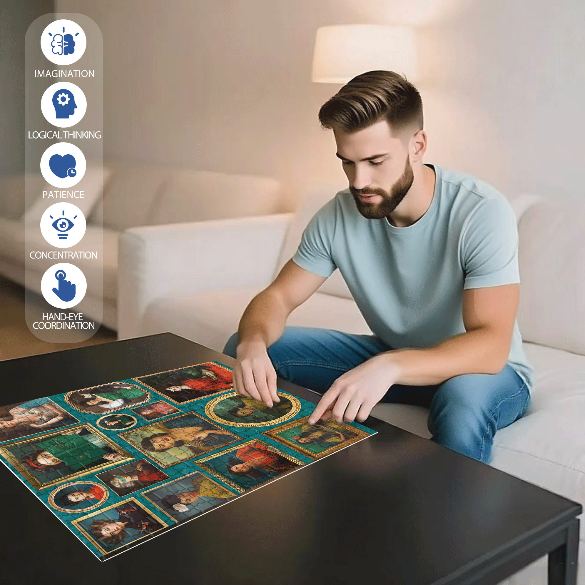 Familiar Strangers 500pcs/1000pcs Jigsaw Puzzle, Scratch-Resistant, Interactive Family Game & Brain-Boosting DIY Decor, Perfect for Halloween, Christmas & New Year Gifts, Family Puzzle Game