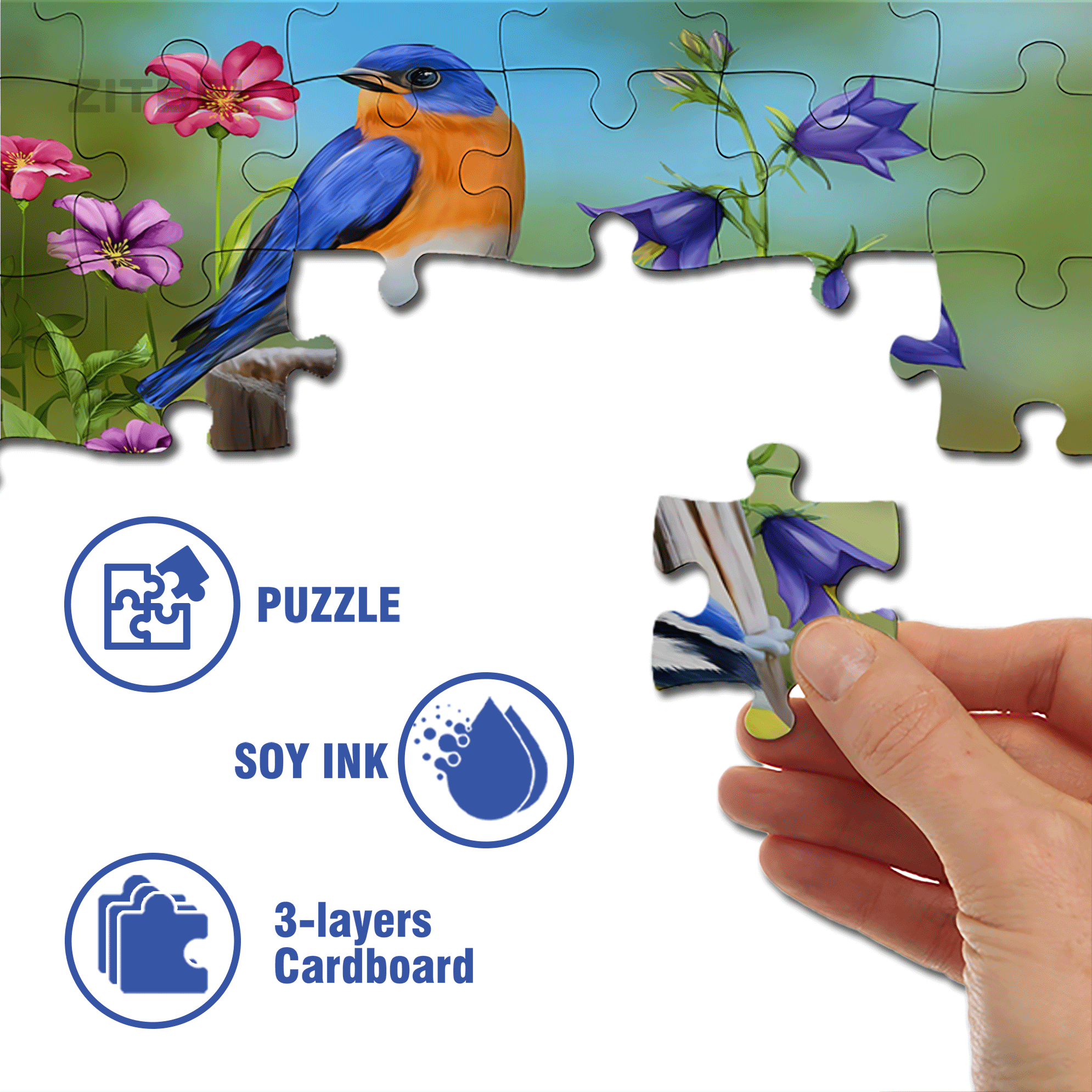Fence Post Birds Spring Garden 500pcs/1000pcs Jigsaw Puzzle, Scratch-Resistant, Interactive Family Game & Brain-Boosting DIY Decor, Perfect for Halloween, Christmas & New Year Gifts, Family Puzzle Game