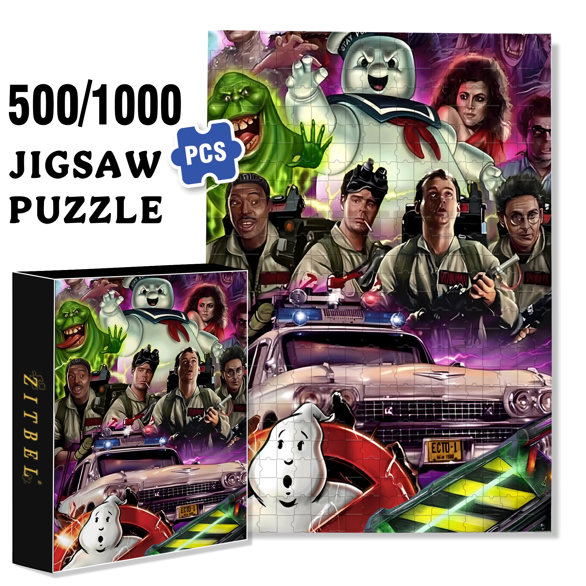 Ghostbusters 500pcs/1000pcs Jigsaw Puzzle, Scratch-Resistant, Interactive Family Game & Brain-Boosting DIY Decor, Perfect for Halloween, Christmas & New Year Gifts, Family Puzzle Game