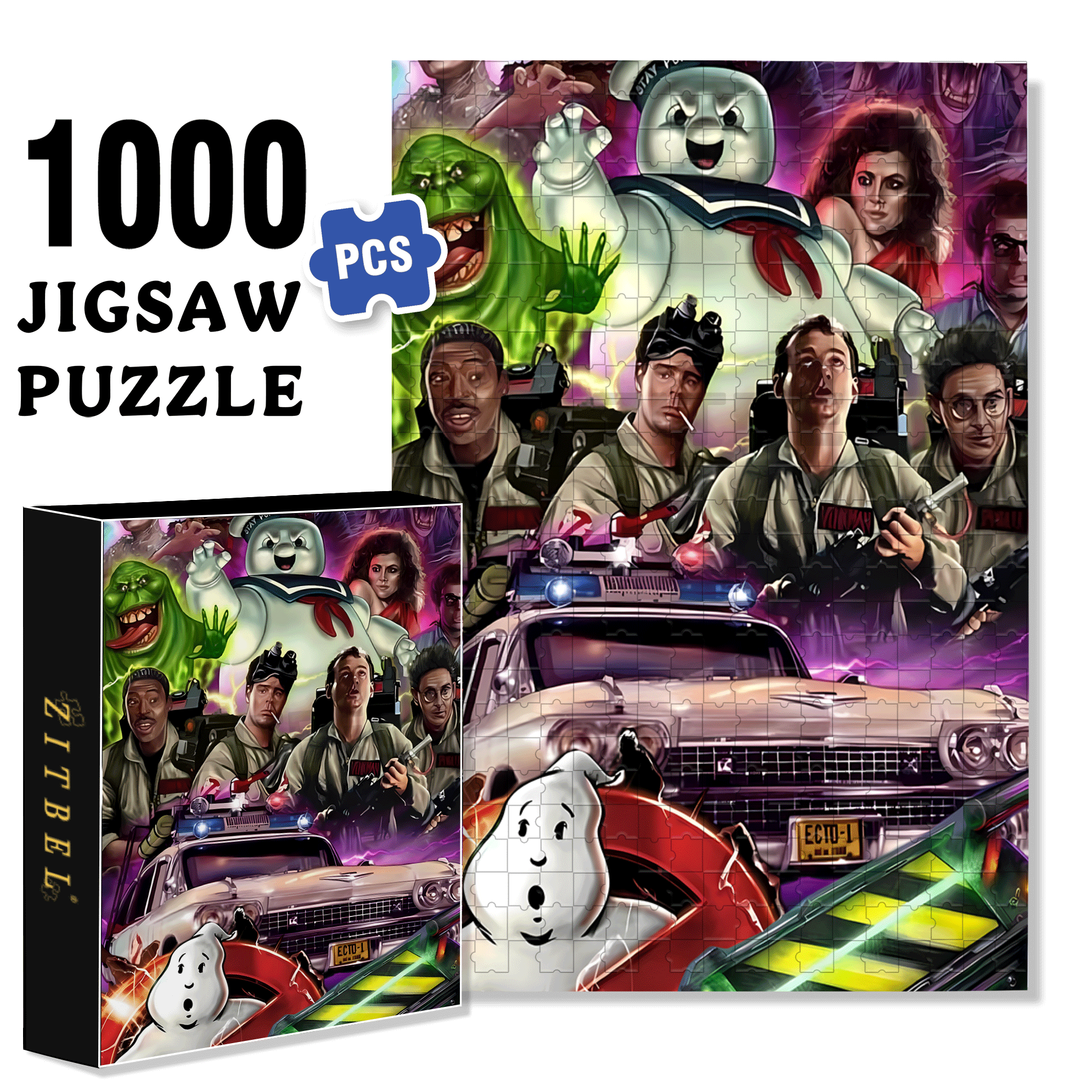 Ghostbusters 500pcs/1000pcs Jigsaw Puzzle, Scratch-Resistant, Interactive Family Game & Brain-Boosting DIY Decor, Perfect for Halloween, Christmas & New Year Gifts, Family Puzzle Game