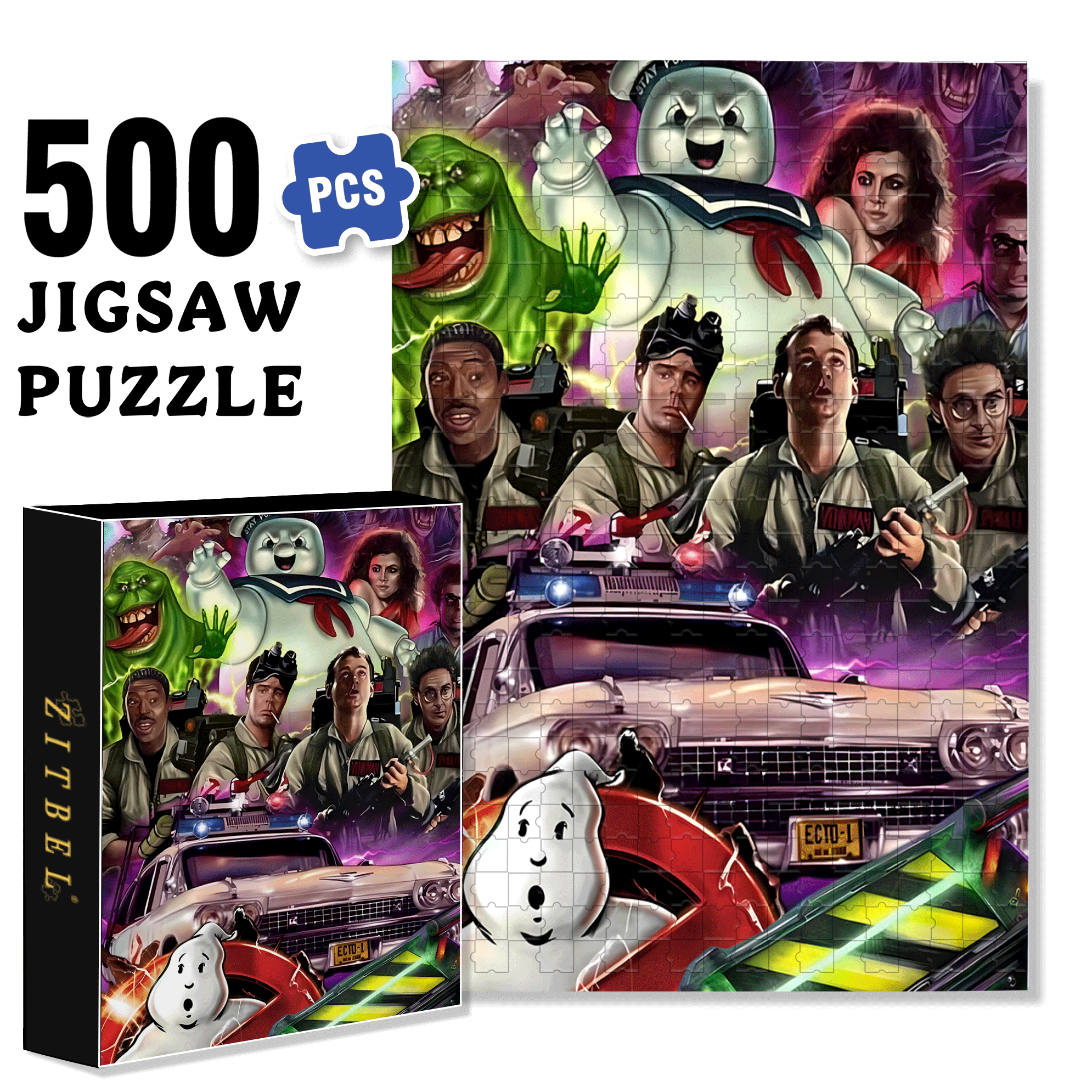 Ghostbusters 500pcs/1000pcs Jigsaw Puzzle, Scratch-Resistant, Interactive Family Game & Brain-Boosting DIY Decor, Perfect for Halloween, Christmas & New Year Gifts, Family Puzzle Game