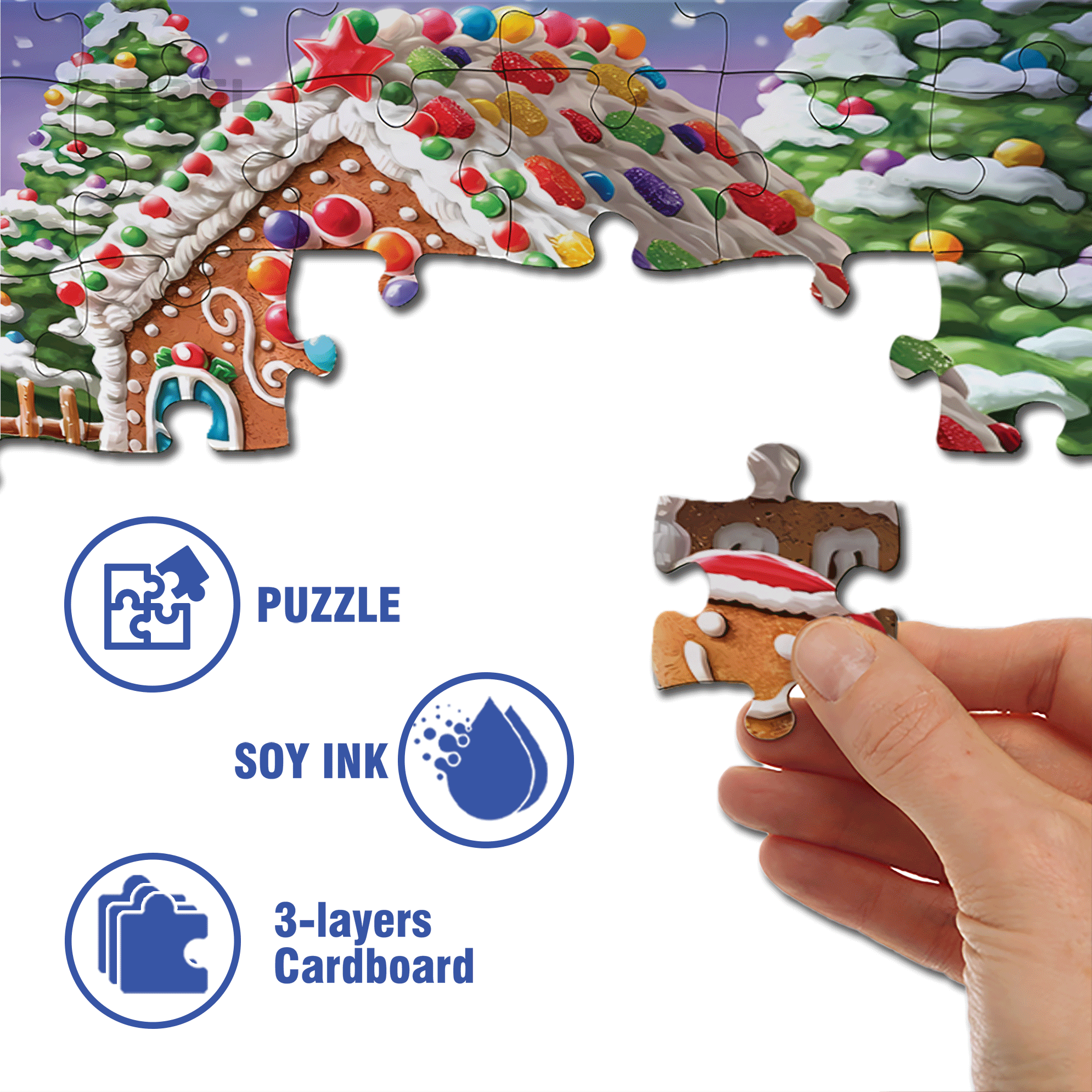 Gingerbread House & Candy 500pcs/1000pcs Jigsaw Puzzle, Scratch-Resistant, Interactive Family Game & Brain-Boosting DIY Decor, Perfect for Halloween, Christmas & New Year Gifts, Family Puzzle Game