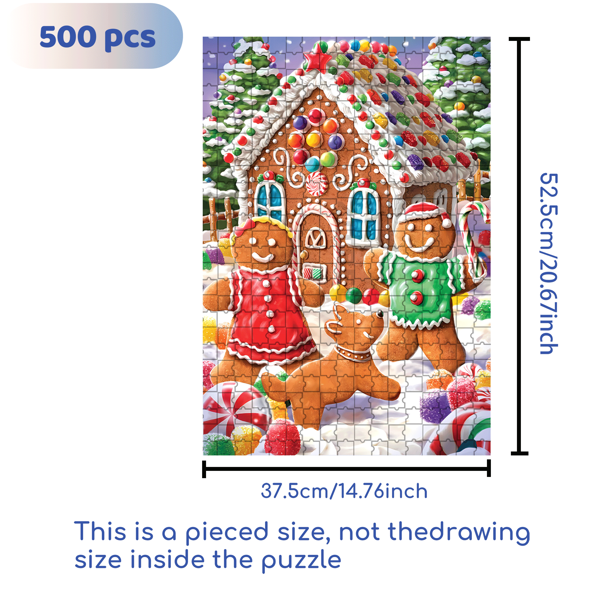 Gingerbread House & Candy 500pcs/1000pcs Jigsaw Puzzle, Scratch-Resistant, Interactive Family Game & Brain-Boosting DIY Decor, Perfect for Halloween, Christmas & New Year Gifts, Family Puzzle Game