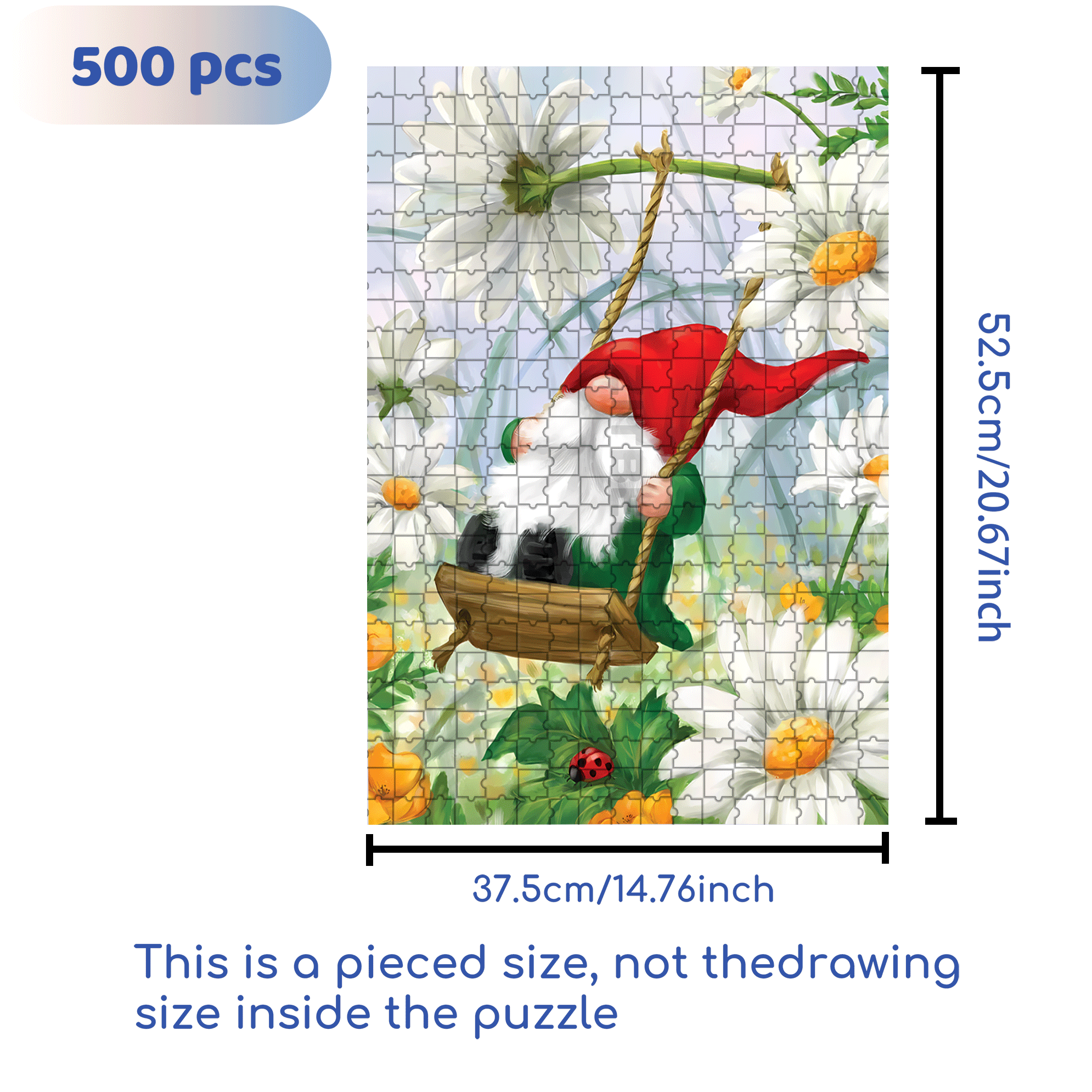 Gnome On A Swing 500pcs/1000pcs Jigsaw Puzzle, Scratch-Resistant, Interactive Family Game & Brain-Boosting DIY Decor, Perfect for Halloween, Christmas & New Year Gifts, Family Puzzle Game