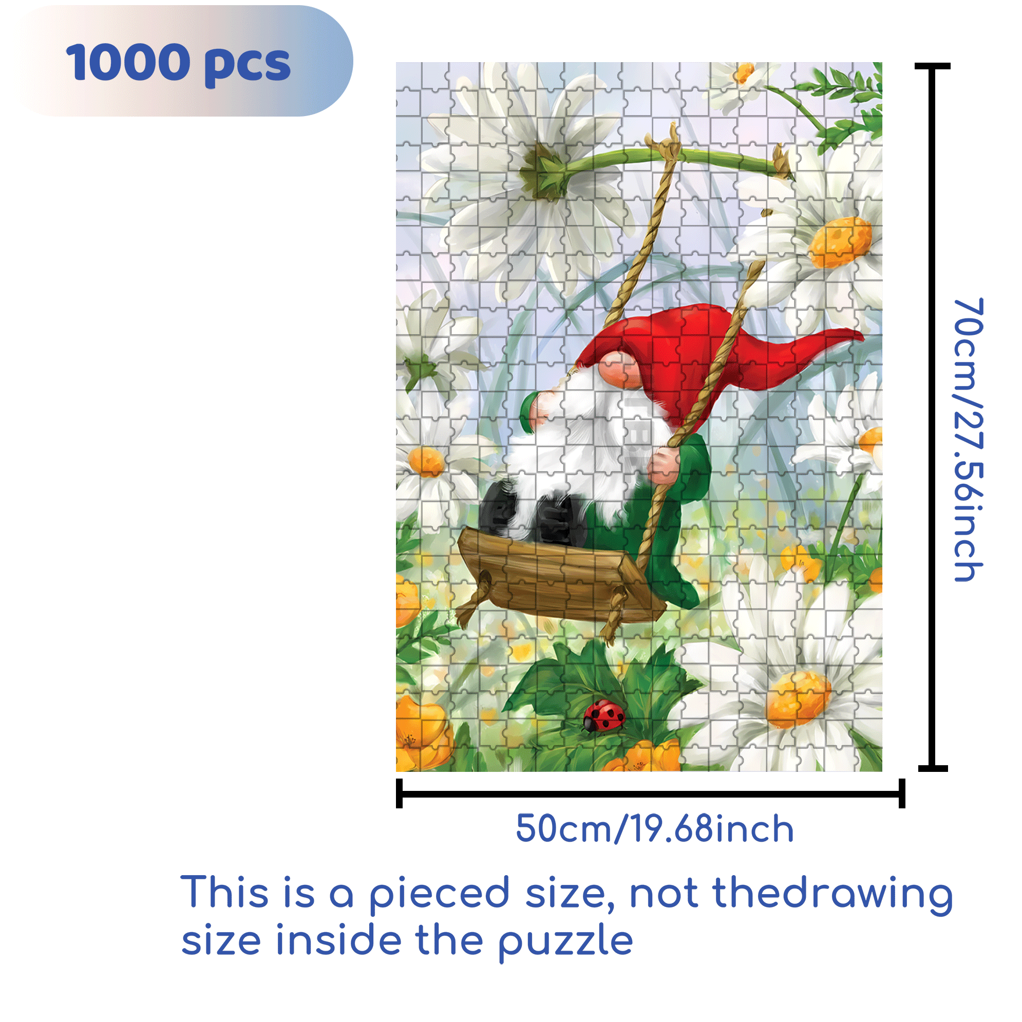 Gnome On A Swing 500pcs/1000pcs Jigsaw Puzzle, Scratch-Resistant, Interactive Family Game & Brain-Boosting DIY Decor, Perfect for Halloween, Christmas & New Year Gifts, Family Puzzle Game
