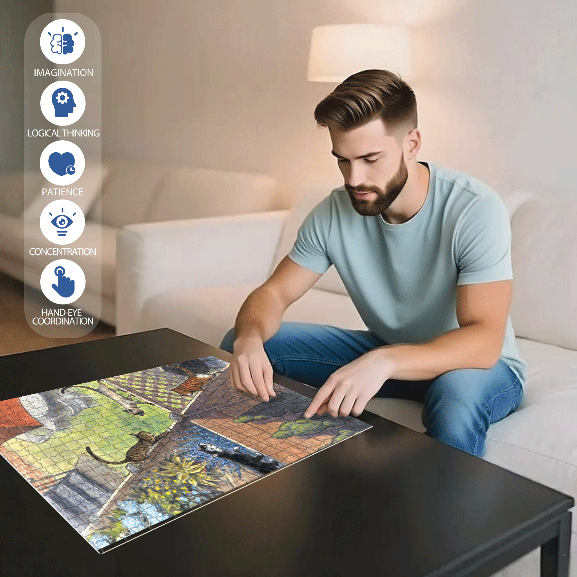 Good Fences 500pcs/1000pcs Jigsaw Puzzle, Scratch-Resistant, Interactive Family Game & Brain-Boosting DIY Decor, Perfect for Halloween, Christmas & New Year Gifts, Family Puzzle Game