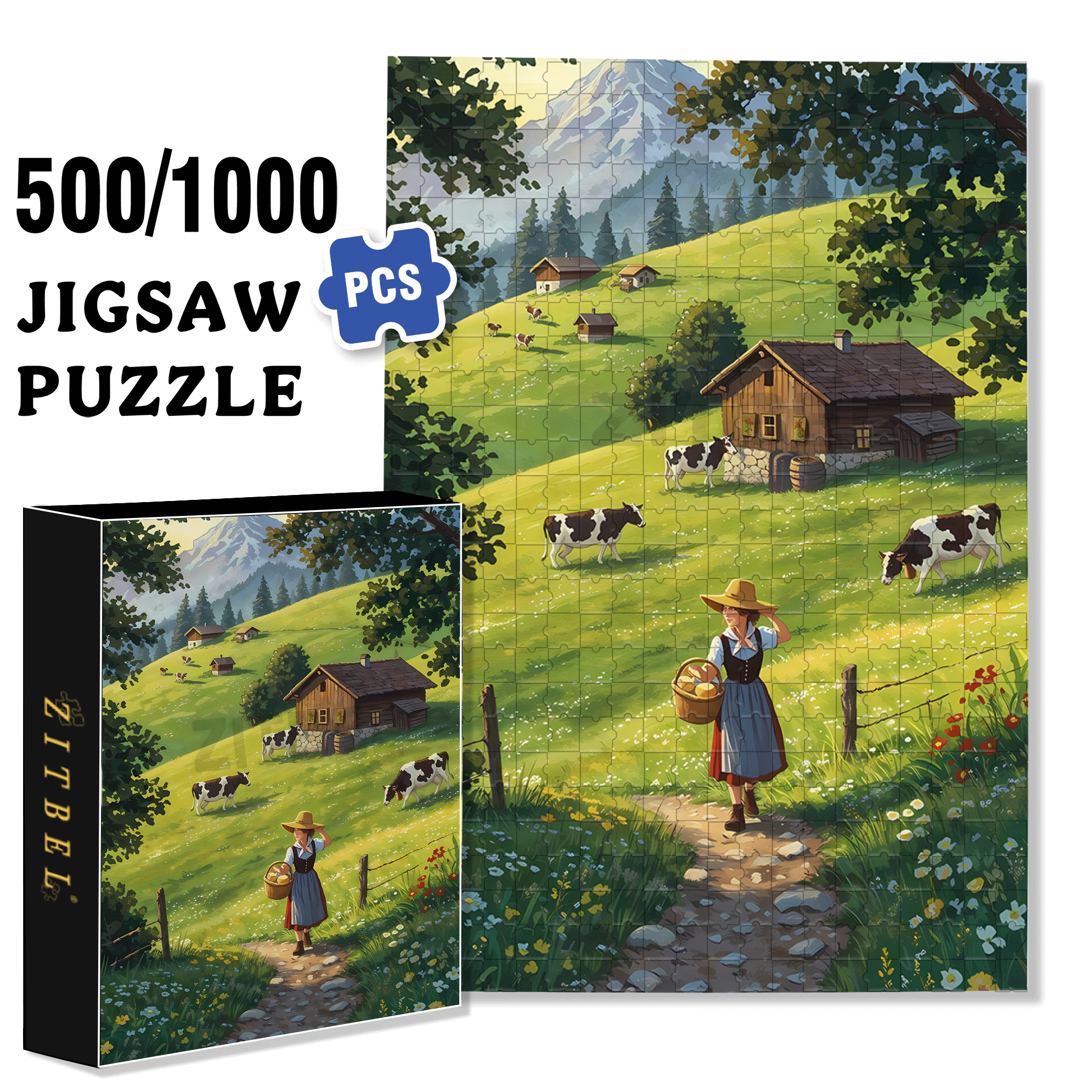 Hailey's Day 500pcs/1000pcs Jigsaw Puzzle, Scratch-Resistant, Interactive Family Game & Brain-Boosting DIY Decor, Perfect for Halloween, Christmas & New Year Gifts, Family Puzzle Game