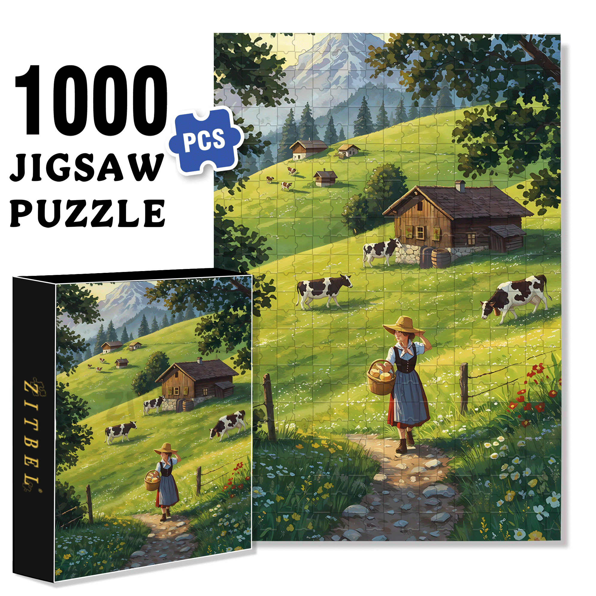 Hailey's Day 500pcs/1000pcs Jigsaw Puzzle, Scratch-Resistant, Interactive Family Game & Brain-Boosting DIY Decor, Perfect for Halloween, Christmas & New Year Gifts, Family Puzzle Game