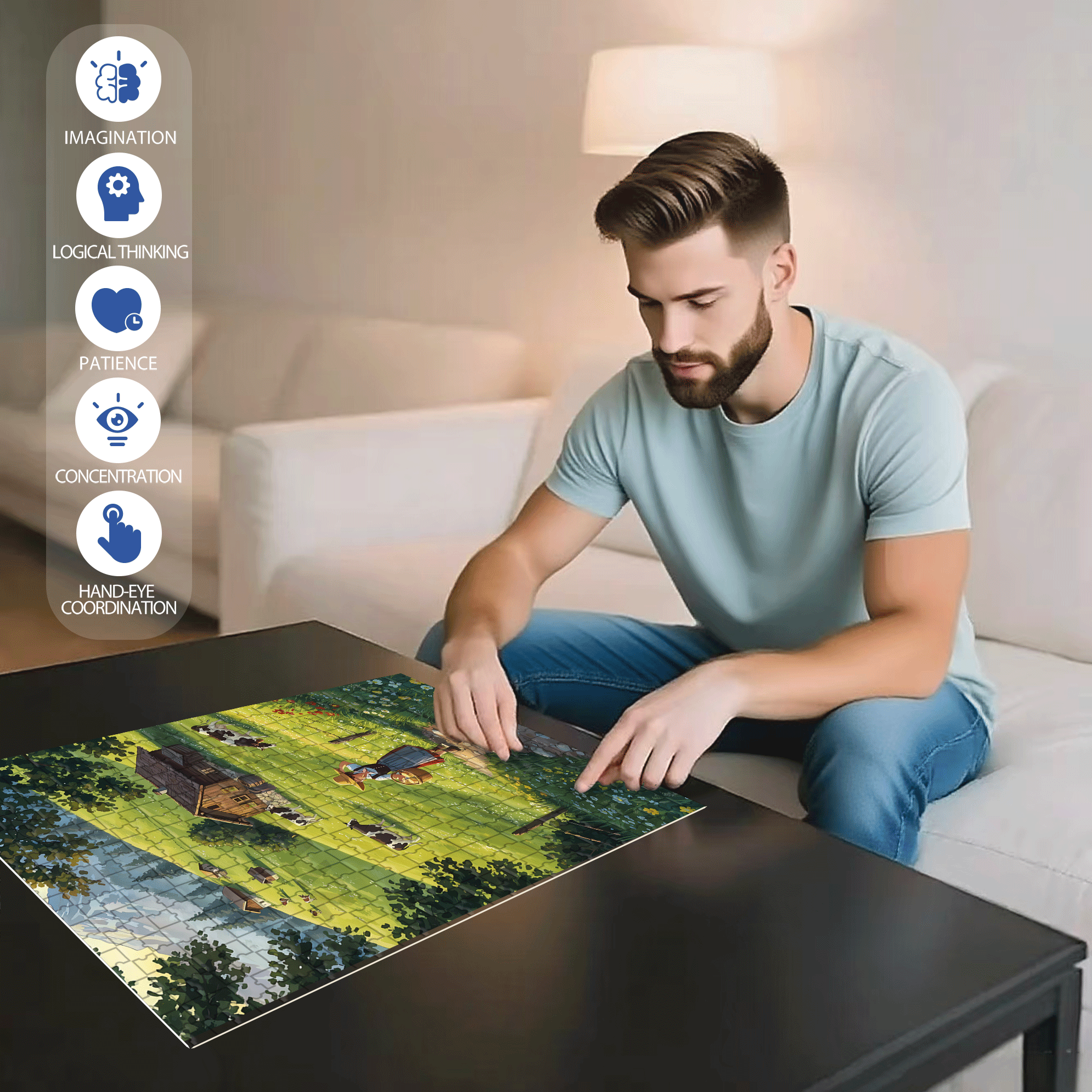 Hailey's Day 500pcs/1000pcs Jigsaw Puzzle, Scratch-Resistant, Interactive Family Game & Brain-Boosting DIY Decor, Perfect for Halloween, Christmas & New Year Gifts, Family Puzzle Game