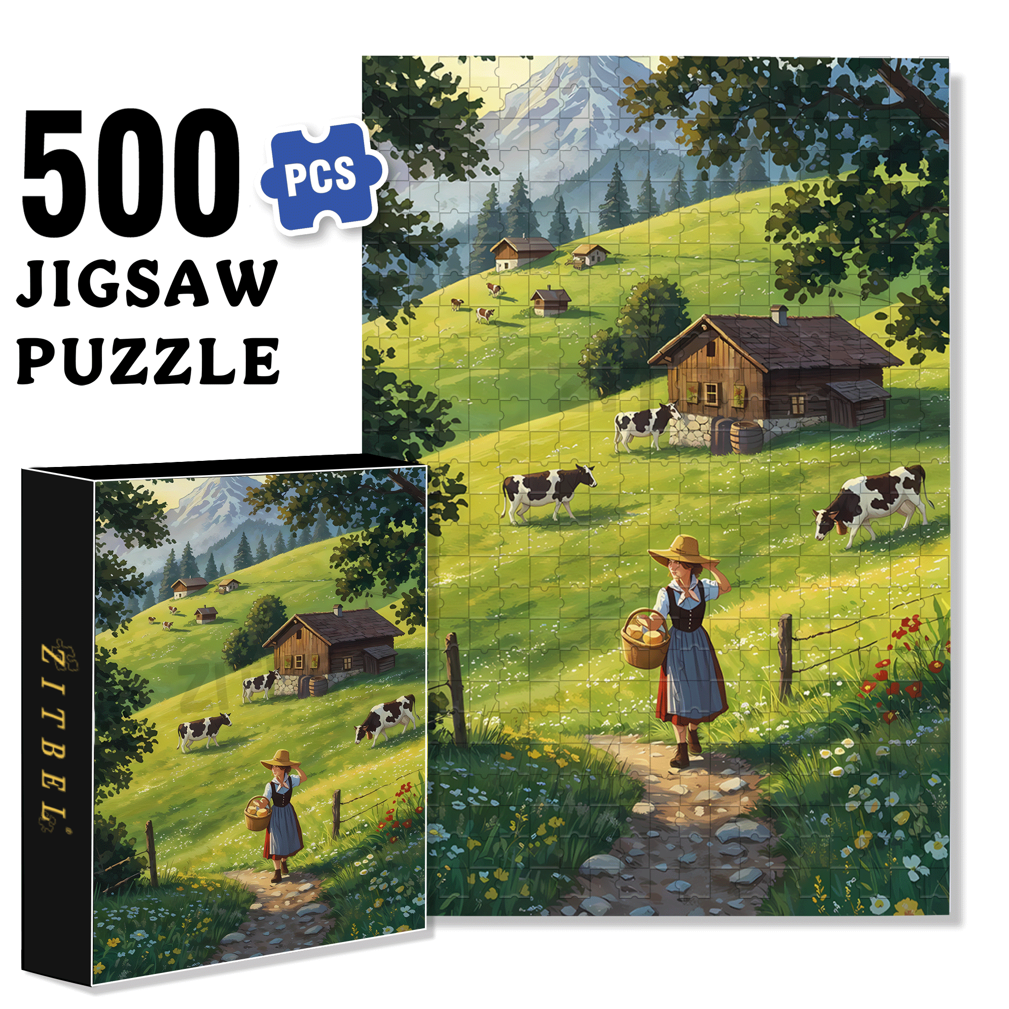 Hailey's Day 500pcs/1000pcs Jigsaw Puzzle, Scratch-Resistant, Interactive Family Game & Brain-Boosting DIY Decor, Perfect for Halloween, Christmas & New Year Gifts, Family Puzzle Game