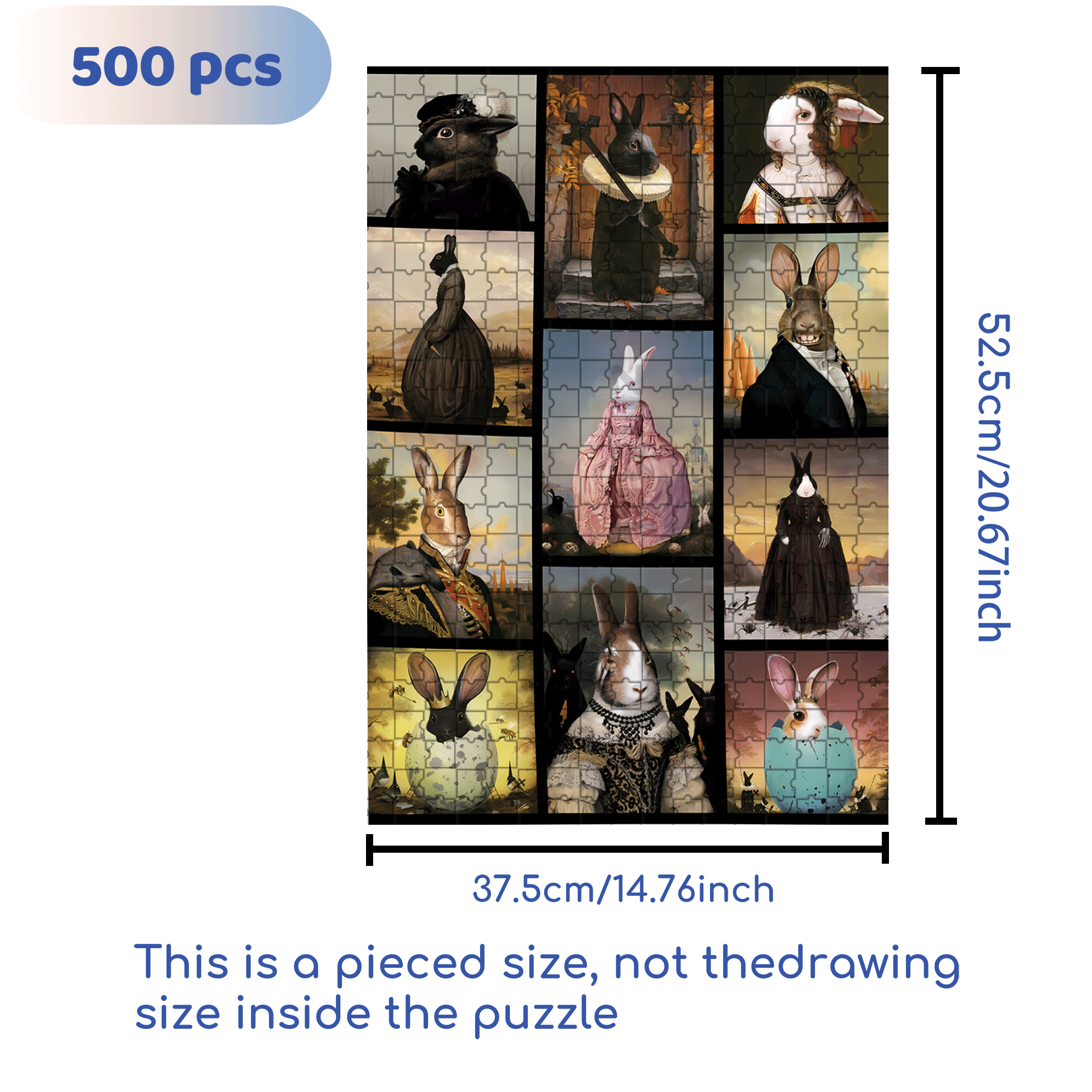 Hares to the Throne 500pcs/1000pcs Jigsaw Puzzle, Scratch-Resistant, Interactive Family Game & Brain-Boosting DIY Decor, Perfect for Halloween, Christmas & New Year Gifts, Family Puzzle Game