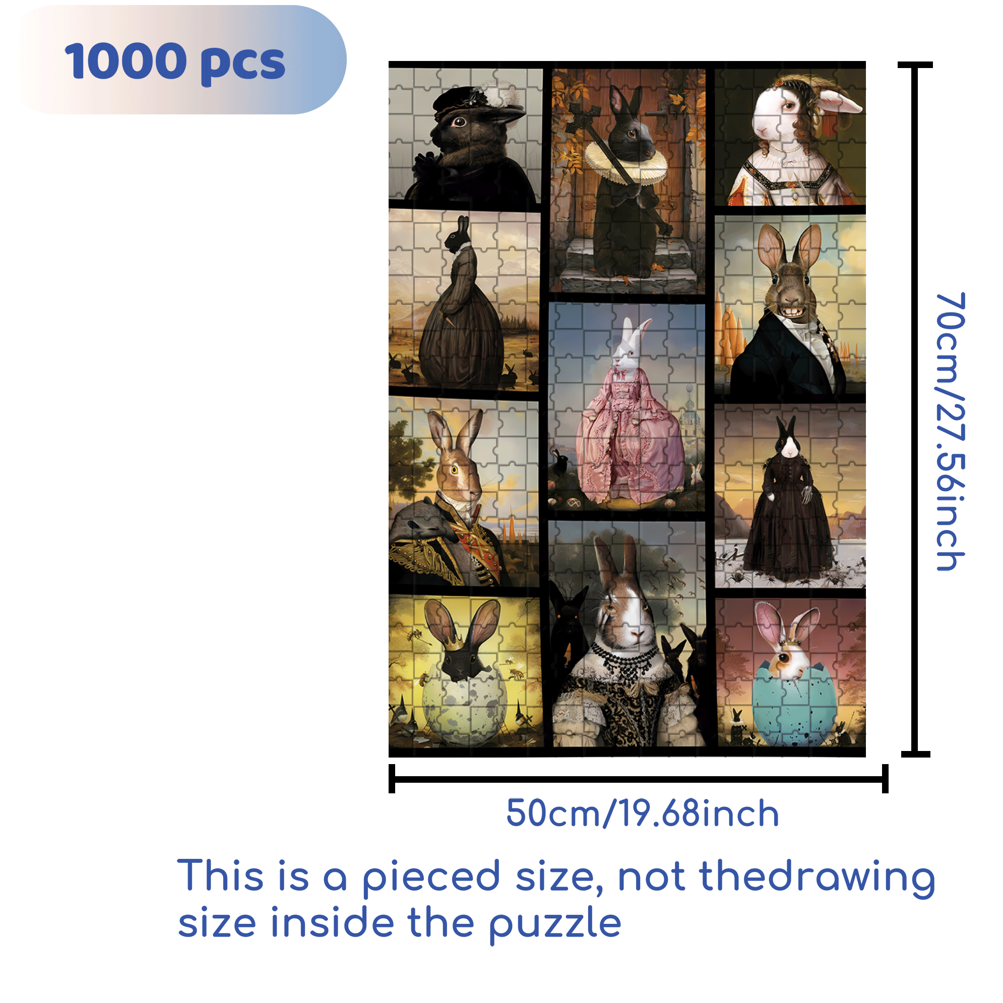 Hares to the Throne 500pcs/1000pcs Jigsaw Puzzle, Scratch-Resistant, Interactive Family Game & Brain-Boosting DIY Decor, Perfect for Halloween, Christmas & New Year Gifts, Family Puzzle Game