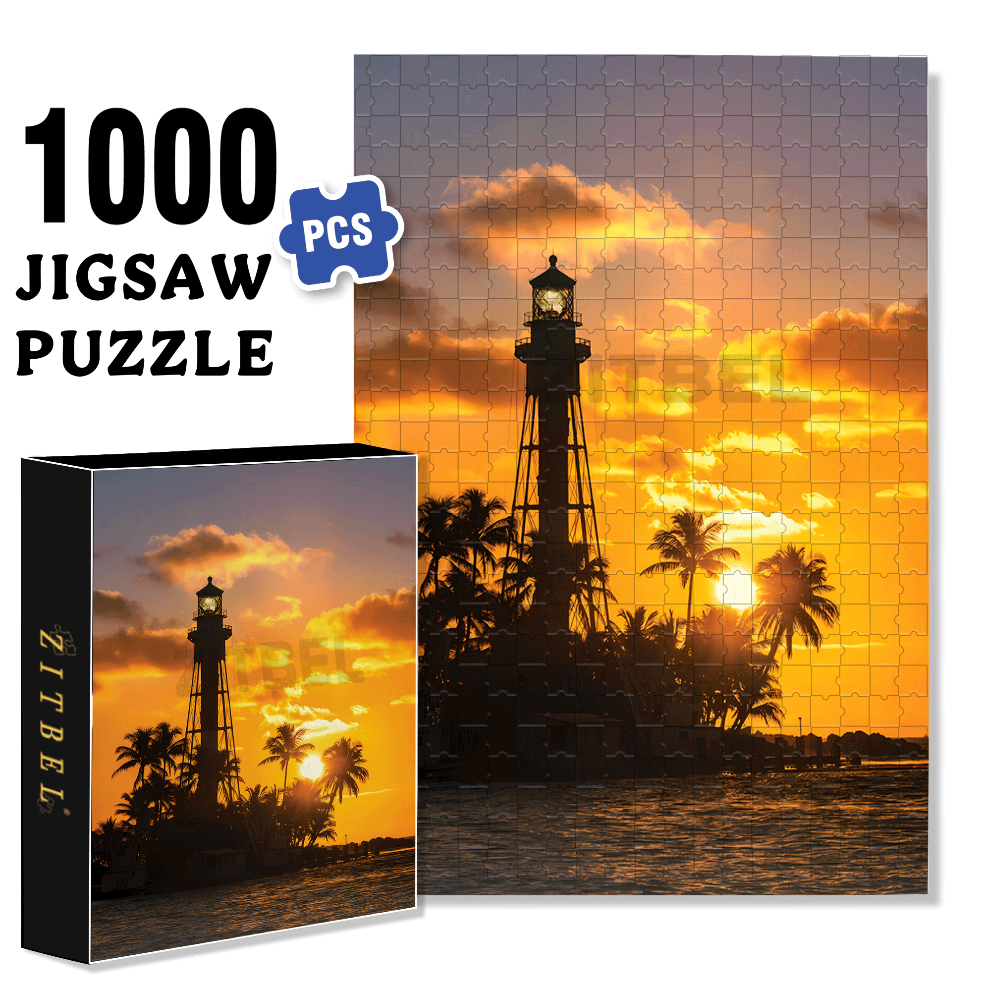 Hillsboro Light, Pompano Beach 500pcs/1000pcs Jigsaw Puzzle, Scratch-Resistant, Interactive Family Game & Brain-Boosting DIY Decor, Perfect for Halloween, Christmas & New Year Gifts, Family Puzzle Game