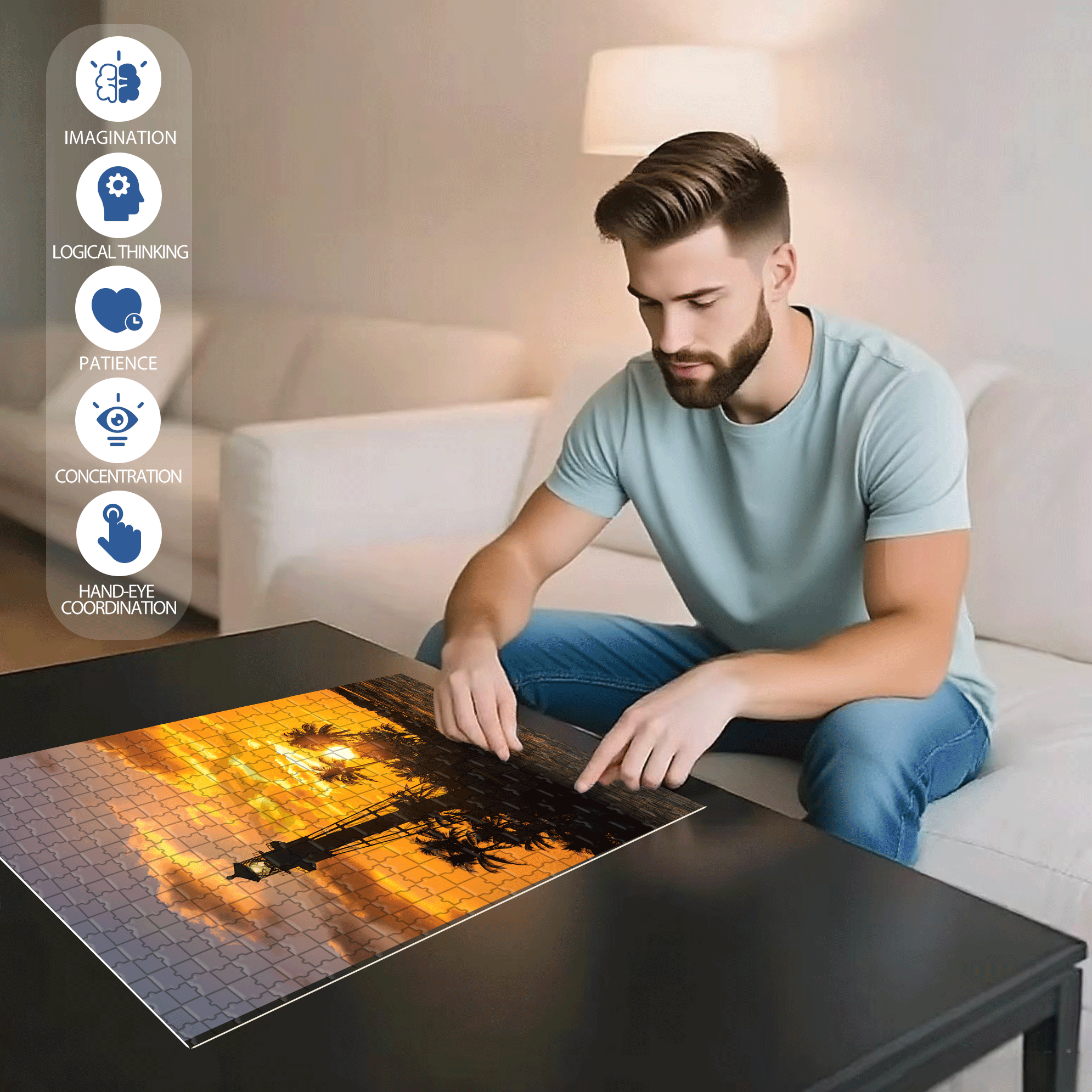 Hillsboro Light, Pompano Beach 500pcs/1000pcs Jigsaw Puzzle, Scratch-Resistant, Interactive Family Game & Brain-Boosting DIY Decor, Perfect for Halloween, Christmas & New Year Gifts, Family Puzzle Game