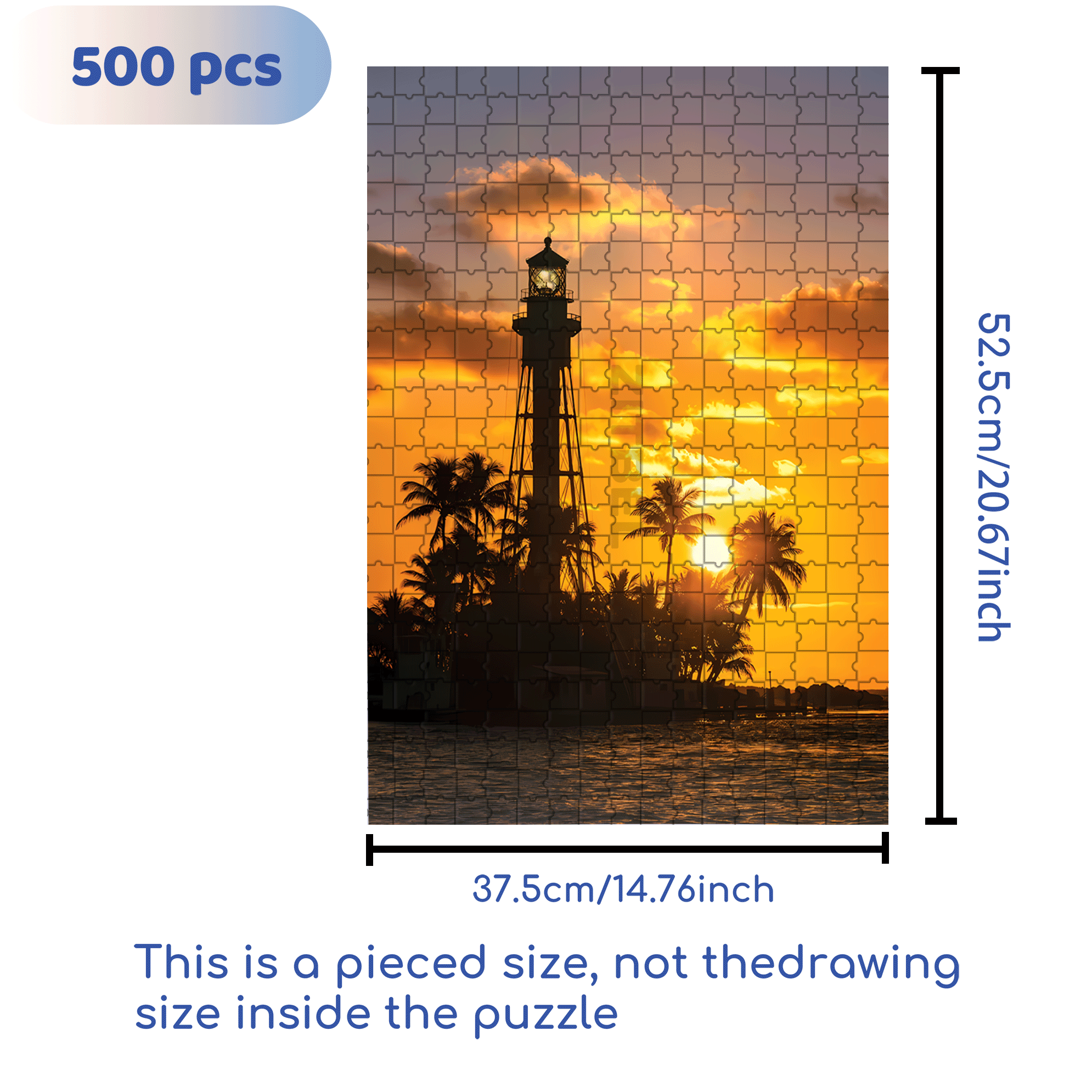 Hillsboro Light, Pompano Beach 500pcs/1000pcs Jigsaw Puzzle, Scratch-Resistant, Interactive Family Game & Brain-Boosting DIY Decor, Perfect for Halloween, Christmas & New Year Gifts, Family Puzzle Game