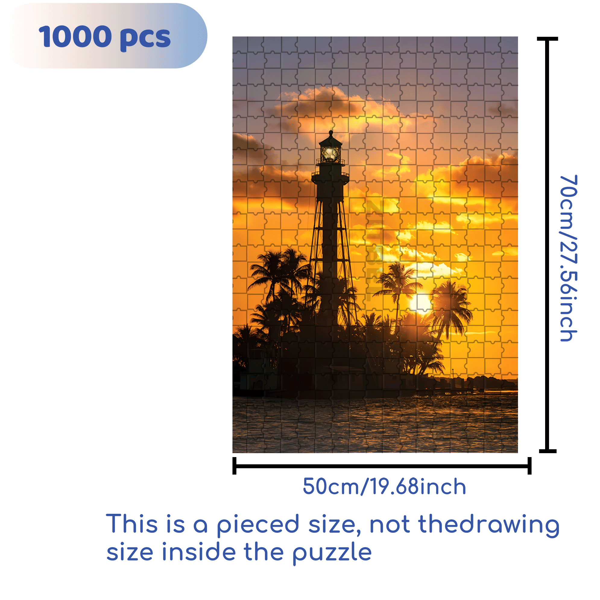 Hillsboro Light, Pompano Beach 500pcs/1000pcs Jigsaw Puzzle, Scratch-Resistant, Interactive Family Game & Brain-Boosting DIY Decor, Perfect for Halloween, Christmas & New Year Gifts, Family Puzzle Game