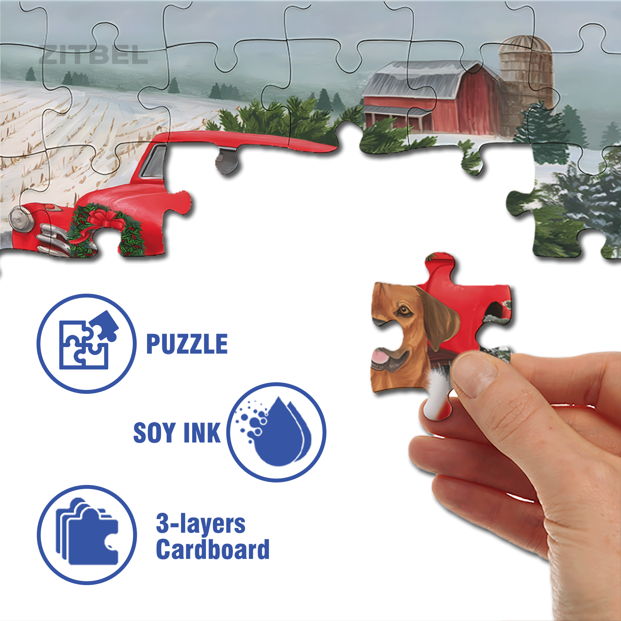 Holiday Dogs Christmas Garden 500pcs/1000pcs Jigsaw Puzzle, Scratch-Resistant, Interactive Family Game & Brain-Boosting DIY Decor, Perfect for Halloween, Christmas & New Year Gifts, Family Puzzle Game
