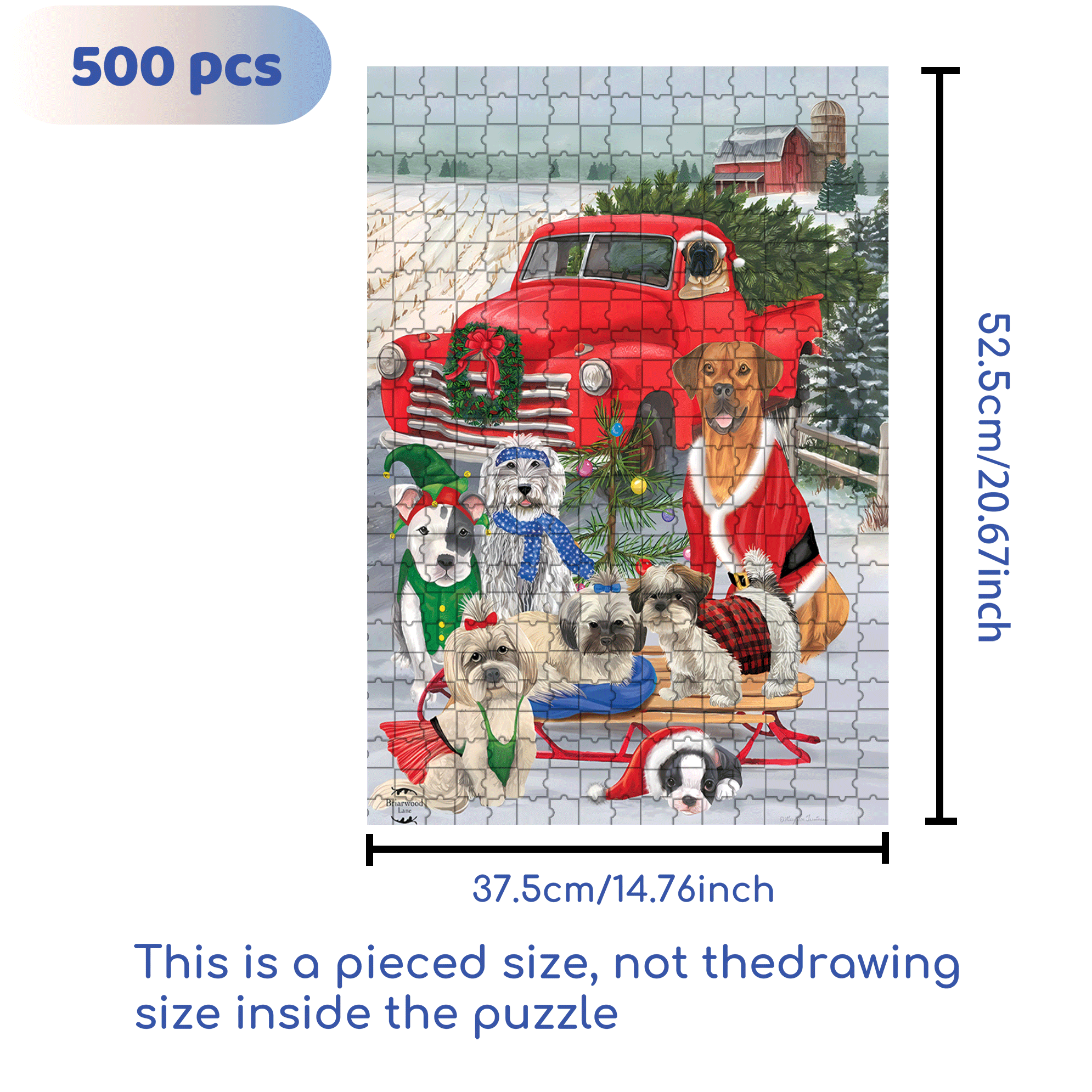 Holiday Dogs Christmas Garden 500pcs/1000pcs Jigsaw Puzzle, Scratch-Resistant, Interactive Family Game & Brain-Boosting DIY Decor, Perfect for Halloween, Christmas & New Year Gifts, Family Puzzle Game