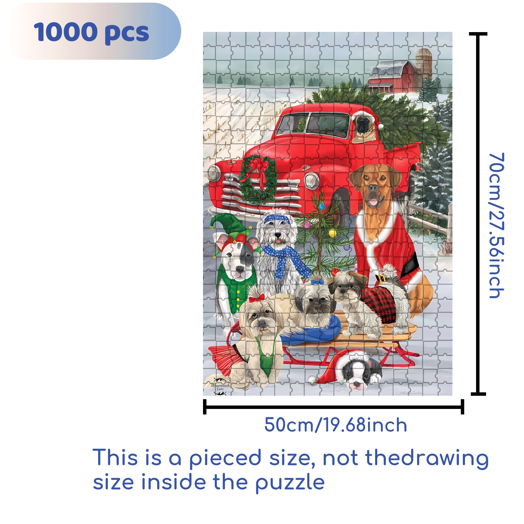 Holiday Dogs Christmas Garden 500pcs/1000pcs Jigsaw Puzzle, Scratch-Resistant, Interactive Family Game & Brain-Boosting DIY Decor, Perfect for Halloween, Christmas & New Year Gifts, Family Puzzle Game