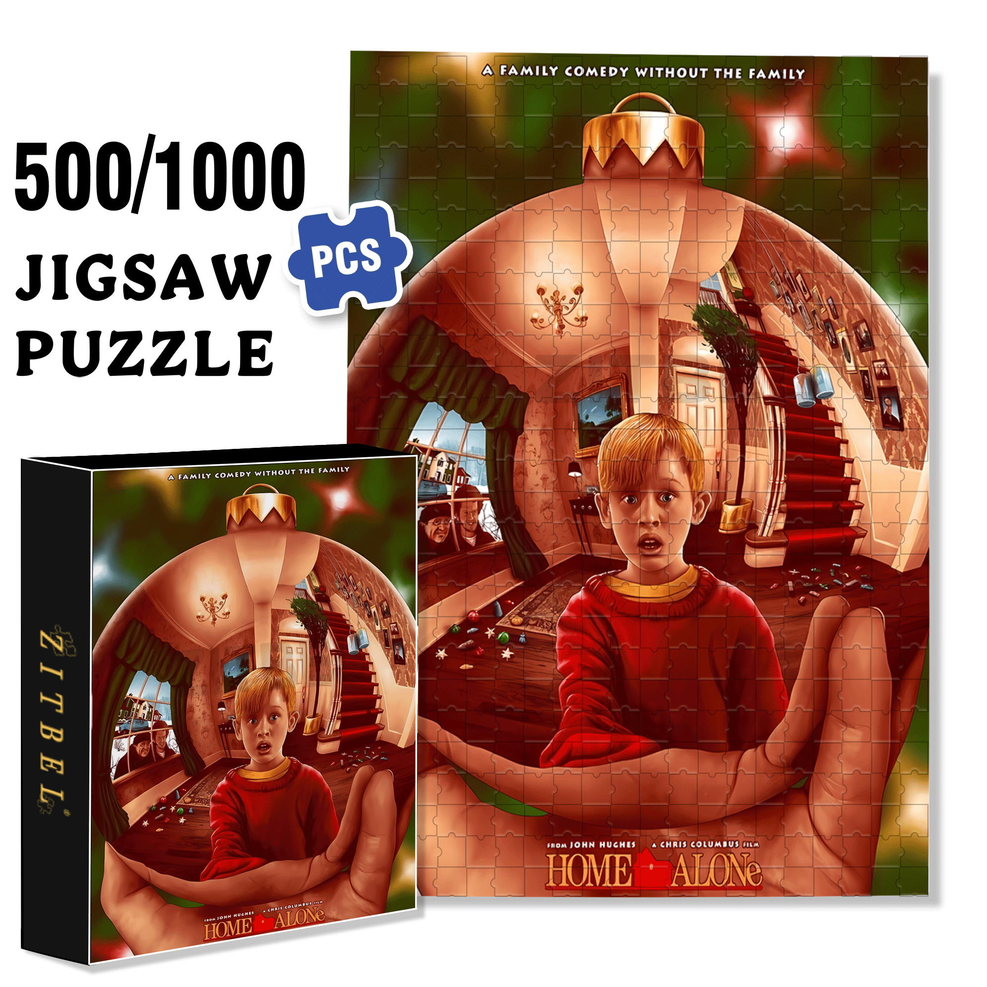 Home Alone 500pcs/1000pcs Jigsaw Puzzle, Scratch-Resistant, Interactive Family Game & Brain-Boosting DIY Decor, Perfect for Halloween, Christmas & New Year Gifts, Family Puzzle Game