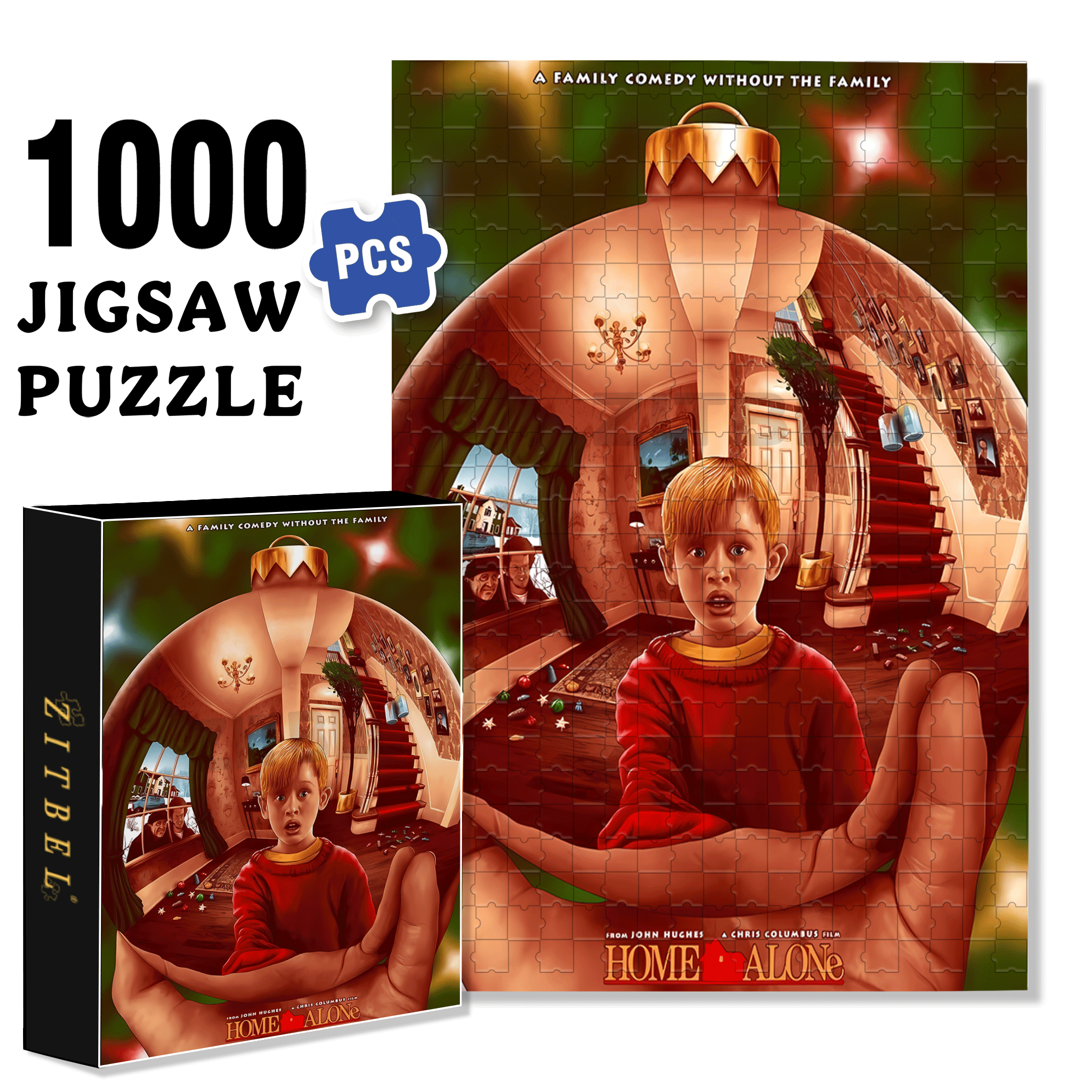 Home Alone 500pcs/1000pcs Jigsaw Puzzle, Scratch-Resistant, Interactive Family Game & Brain-Boosting DIY Decor, Perfect for Halloween, Christmas & New Year Gifts, Family Puzzle Game