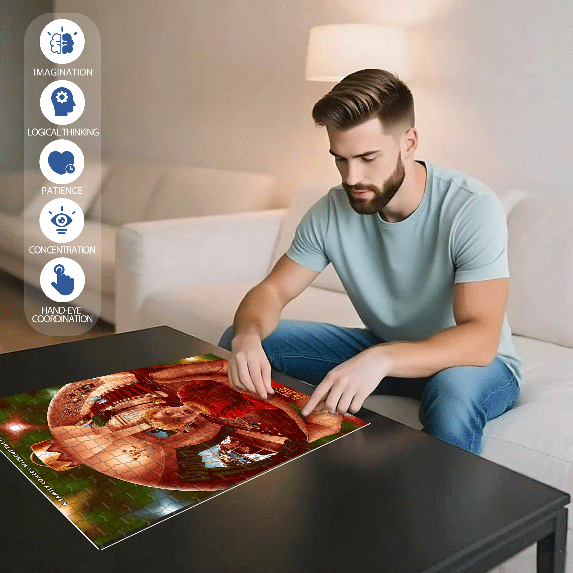 Home Alone 500pcs/1000pcs Jigsaw Puzzle, Scratch-Resistant, Interactive Family Game & Brain-Boosting DIY Decor, Perfect for Halloween, Christmas & New Year Gifts, Family Puzzle Game