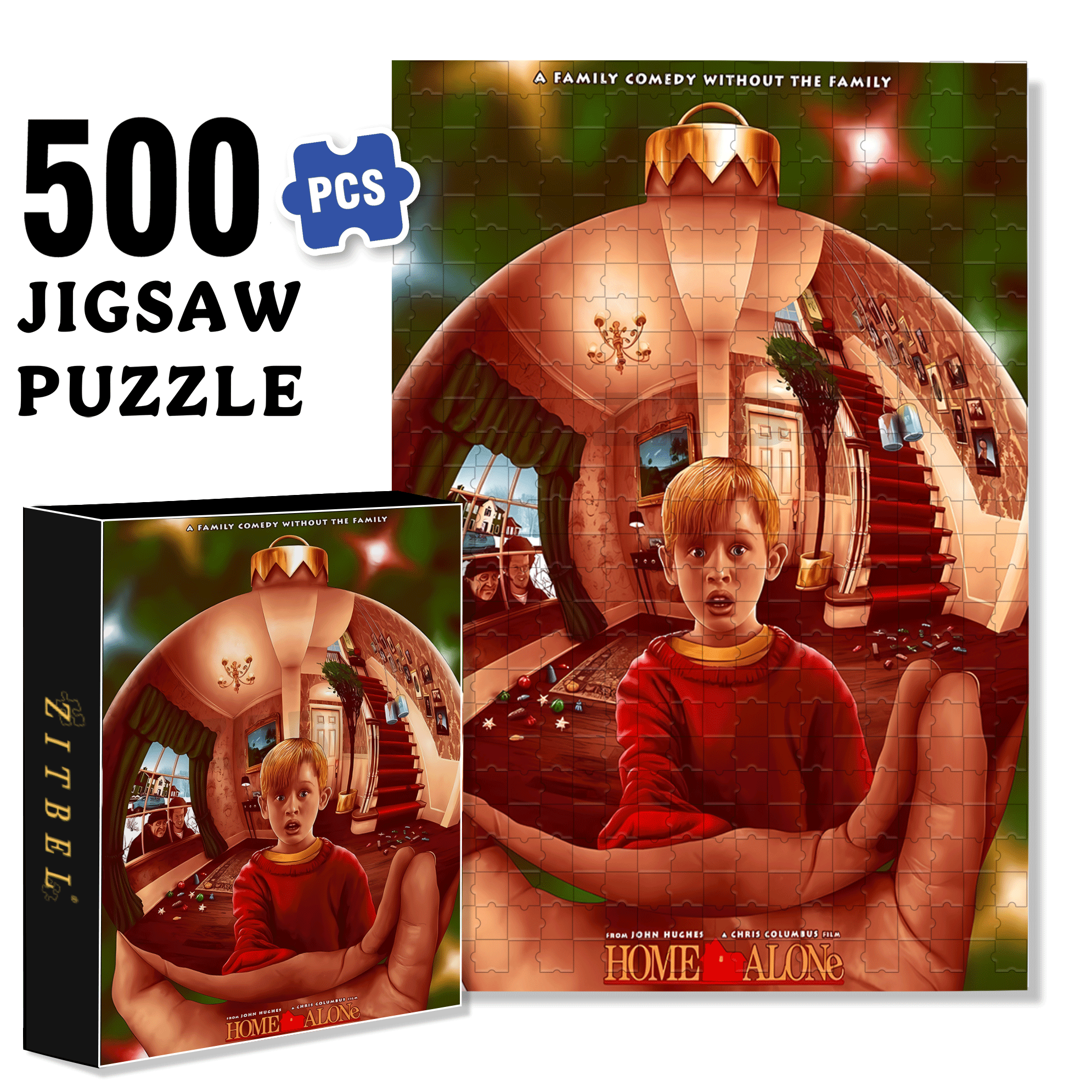 Home Alone 500pcs/1000pcs Jigsaw Puzzle, Scratch-Resistant, Interactive Family Game & Brain-Boosting DIY Decor, Perfect for Halloween, Christmas & New Year Gifts, Family Puzzle Game