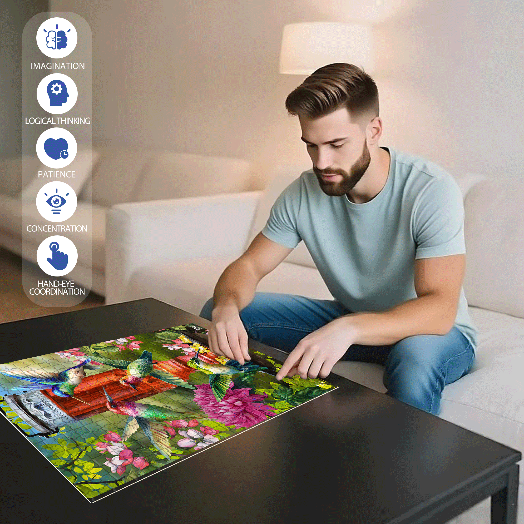 Home Sweet Birdhouse Spring Garden 500pcs/1000pcs Jigsaw Puzzle, Scratch-Resistant, Interactive Family Game & Brain-Boosting DIY Decor, Perfect for Halloween, Christmas & New Year Gifts, Family Puzzle Game