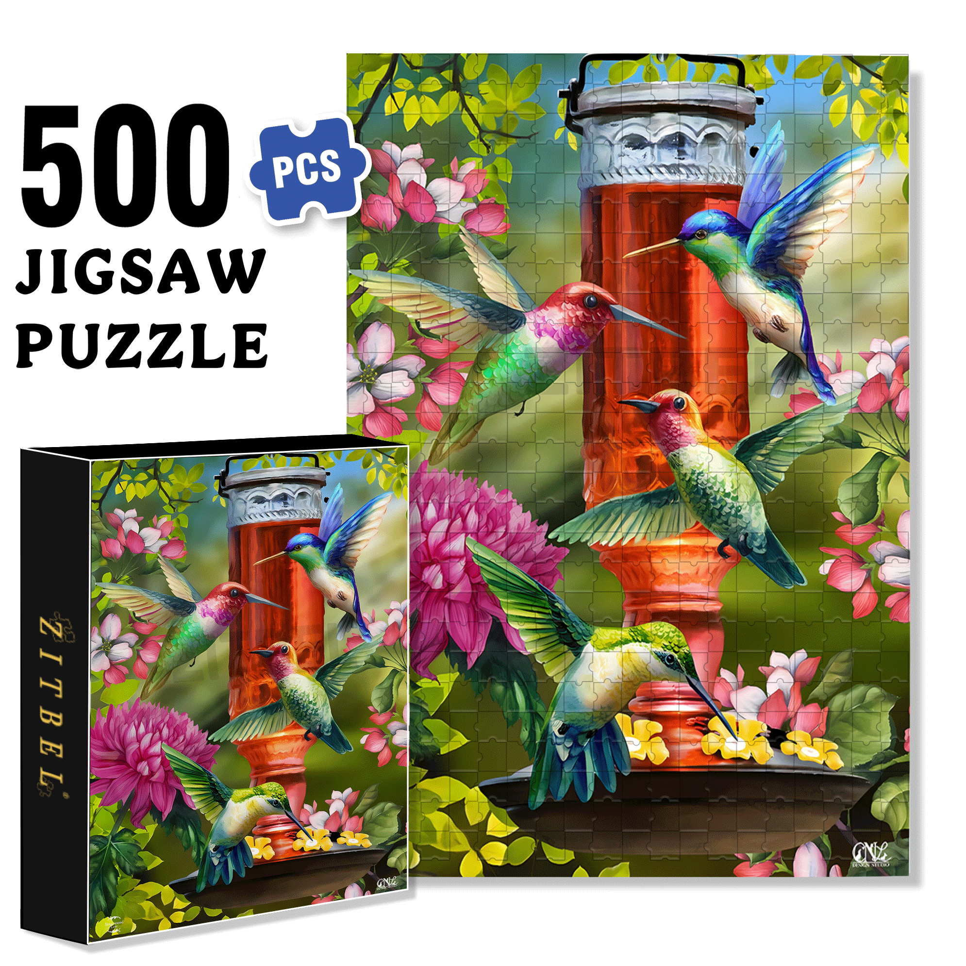 Home Sweet Birdhouse Spring Garden 500pcs/1000pcs Jigsaw Puzzle, Scratch-Resistant, Interactive Family Game & Brain-Boosting DIY Decor, Perfect for Halloween, Christmas & New Year Gifts, Family Puzzle Game