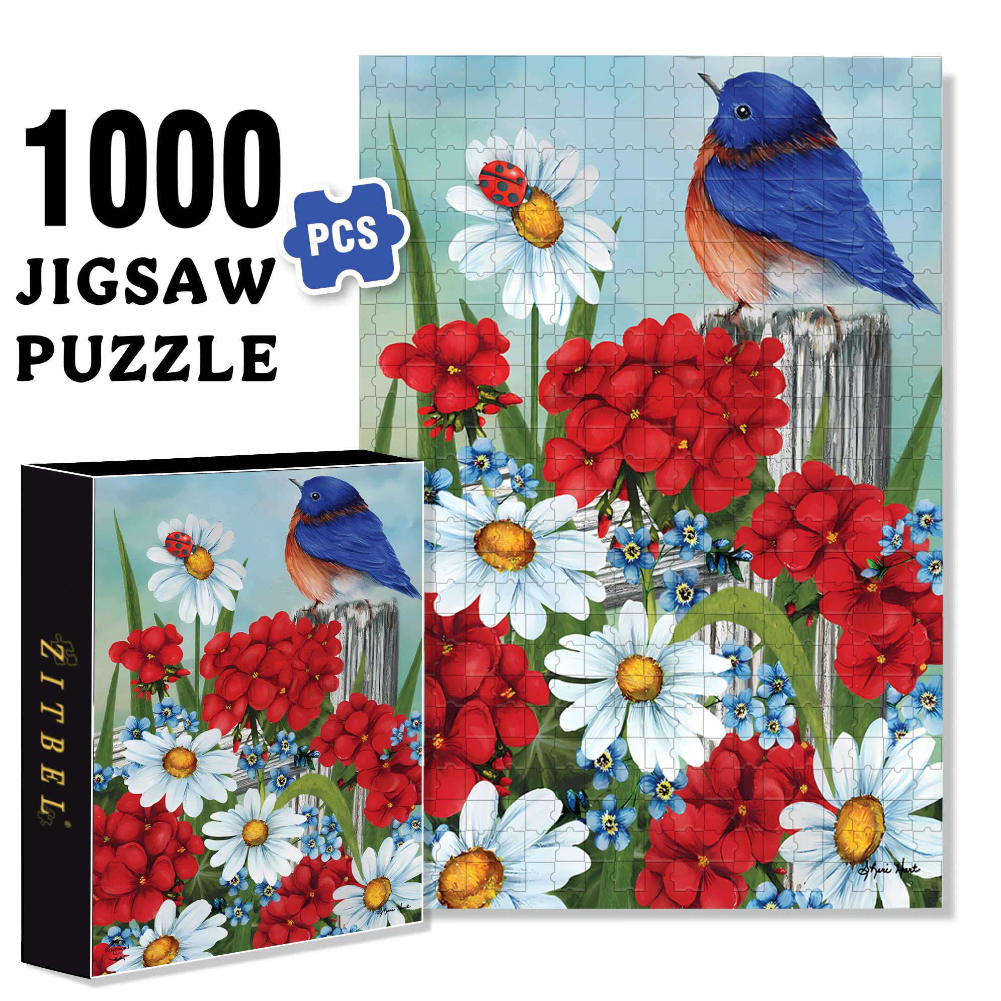 Hummingbird Feeder Spring Garden 500pcs/1000pcs Jigsaw Puzzle, Scratch-Resistant, Interactive Family Game & Brain-Boosting DIY Decor, Perfect for Halloween, Christmas & New Year Gifts, Family Puzzle Game