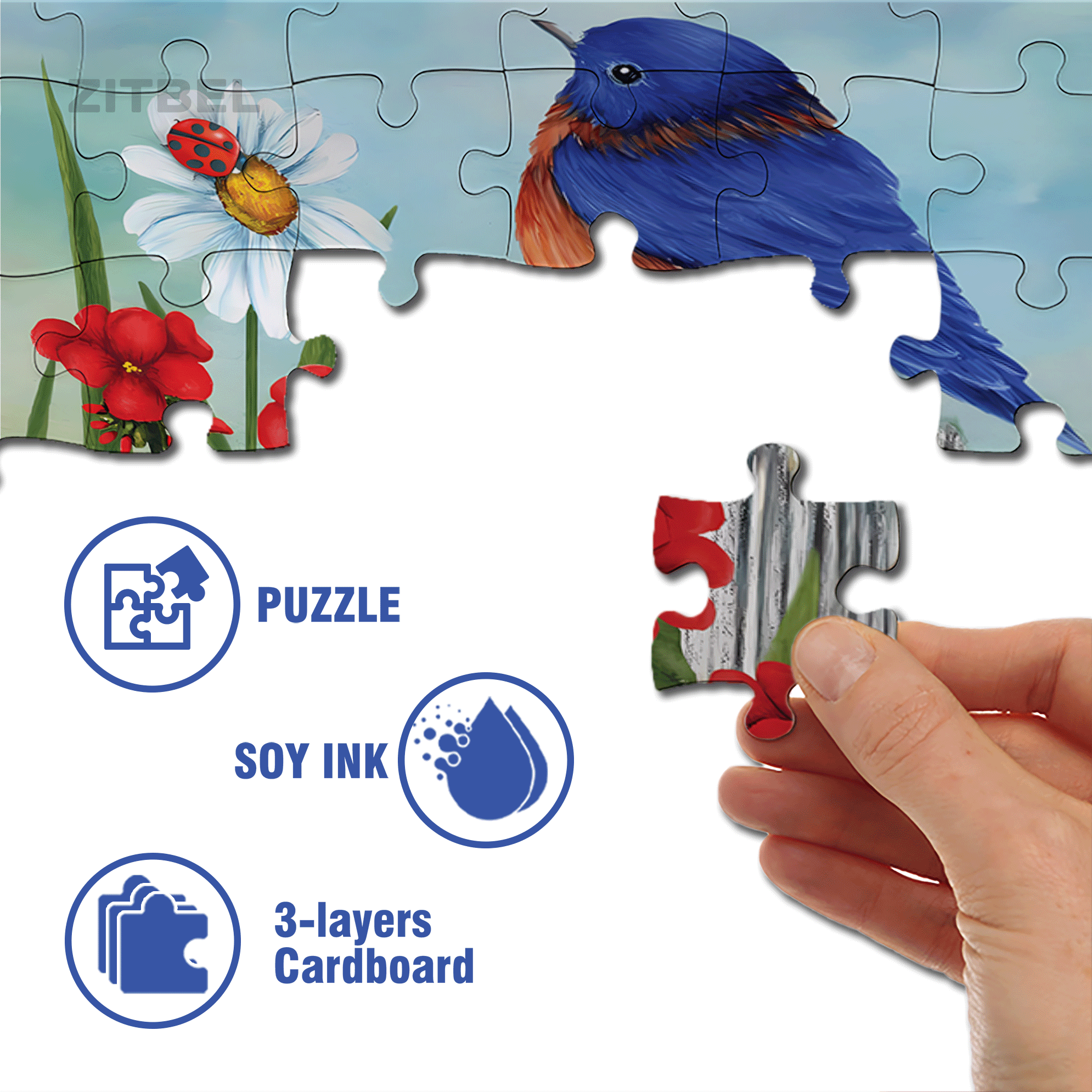 Hummingbird Feeder Spring Garden 500pcs/1000pcs Jigsaw Puzzle, Scratch-Resistant, Interactive Family Game & Brain-Boosting DIY Decor, Perfect for Halloween, Christmas & New Year Gifts, Family Puzzle Game