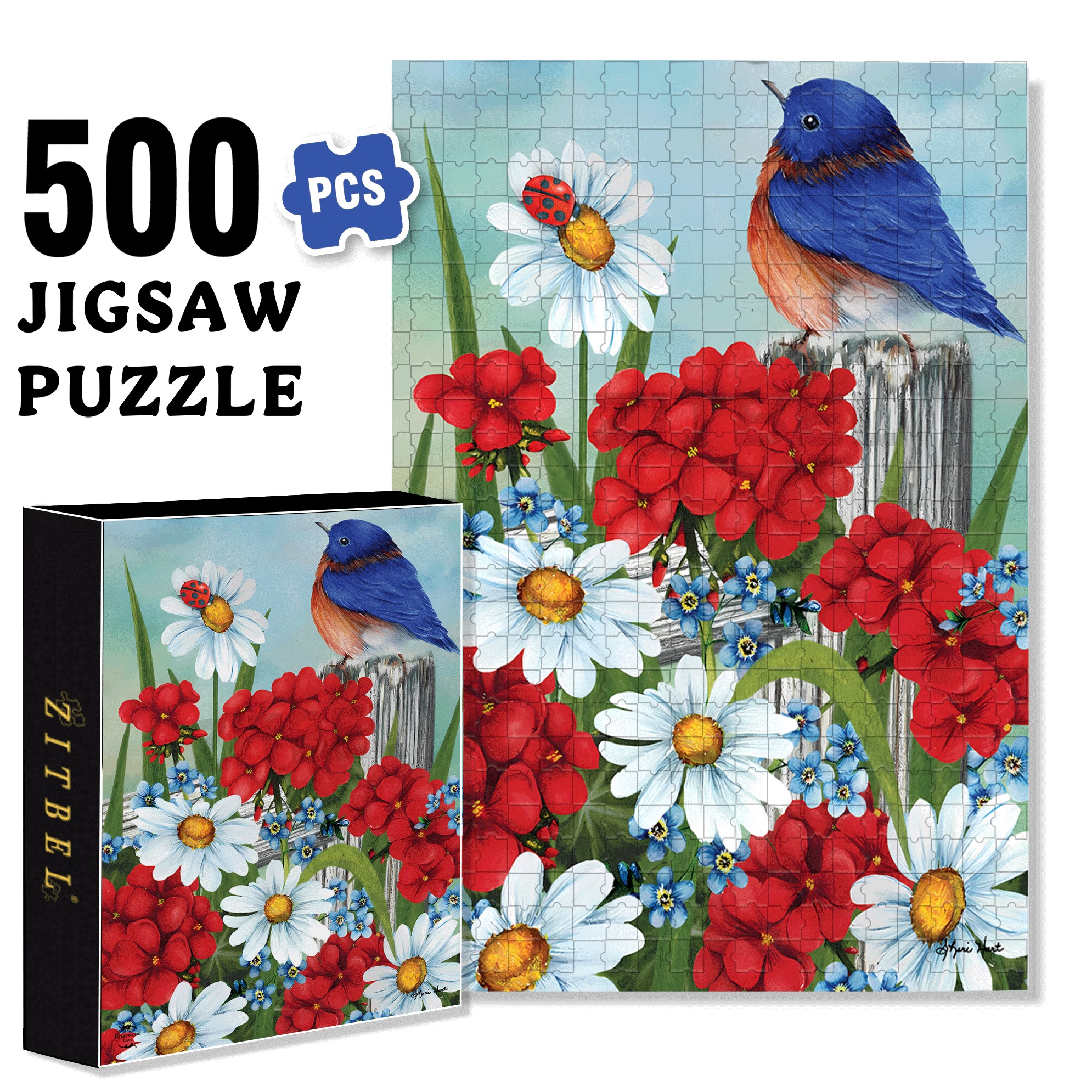 Hummingbird Feeder Spring Garden 500pcs/1000pcs Jigsaw Puzzle, Scratch-Resistant, Interactive Family Game & Brain-Boosting DIY Decor, Perfect for Halloween, Christmas & New Year Gifts, Family Puzzle Game
