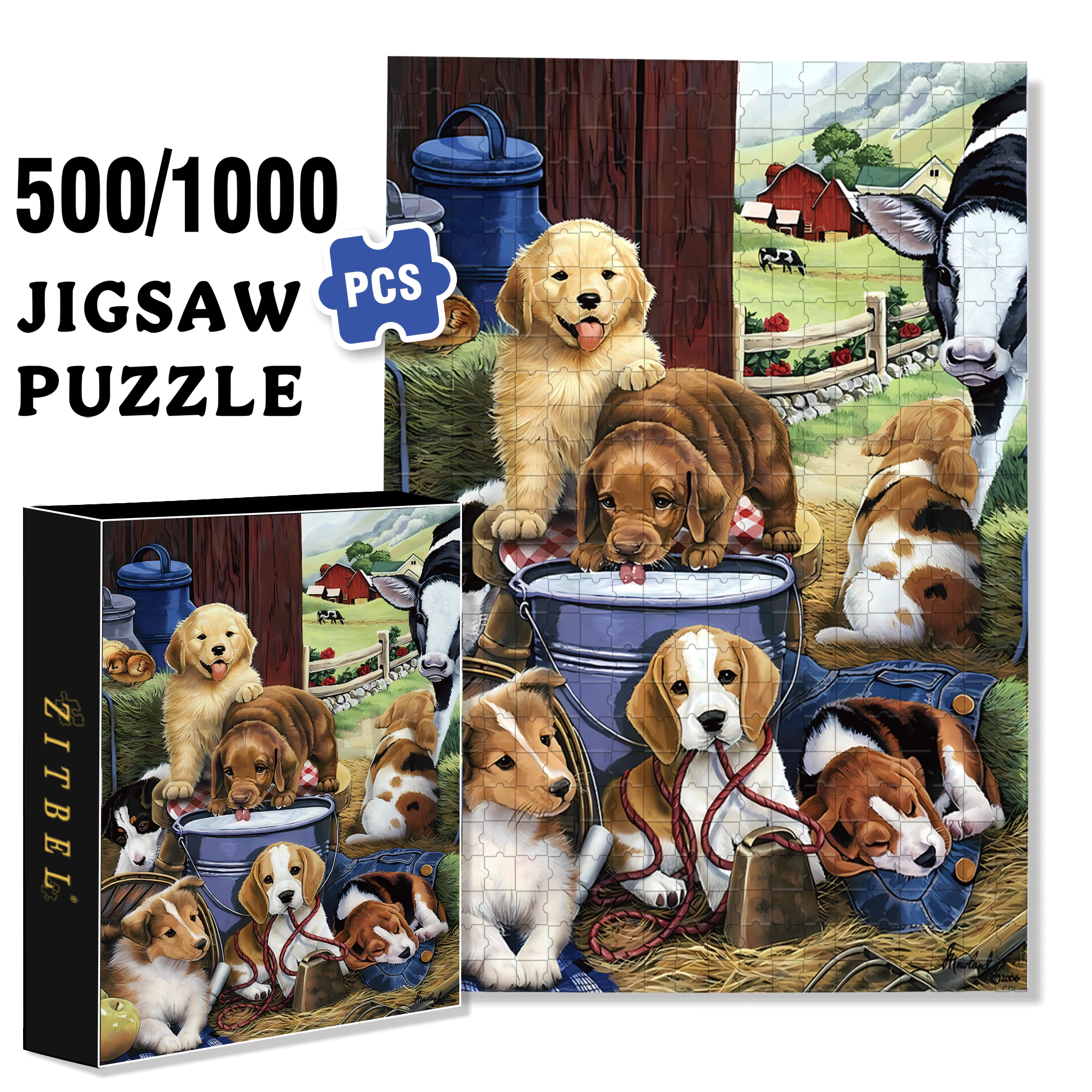 Jenny Newland 500pcs/1000pcs Jigsaw Puzzle, Scratch-Resistant, Interactive Family Game & Brain-Boosting DIY Decor, Perfect for Halloween, Christmas & New Year Gifts, Family Puzzle Game