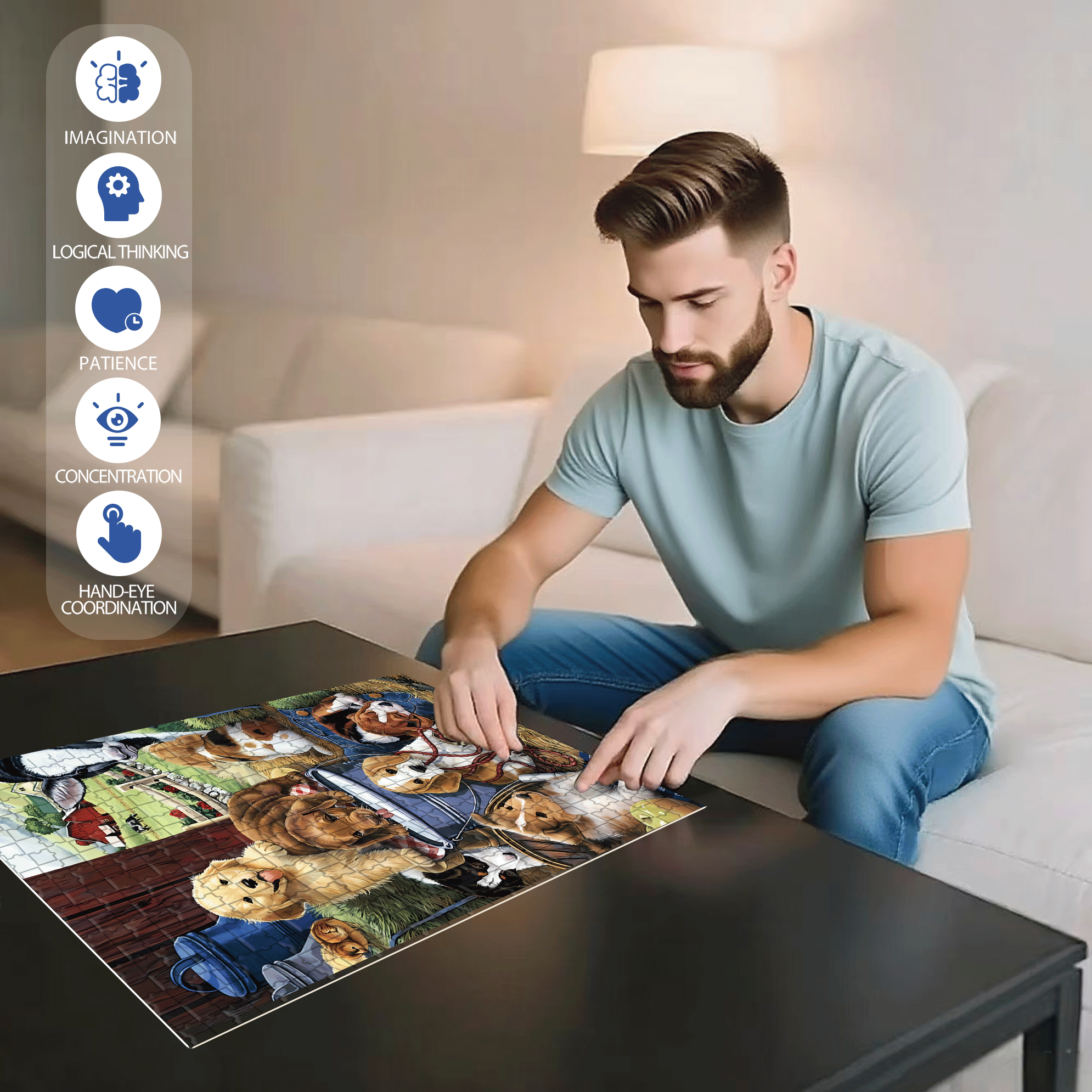 Jenny Newland 500pcs/1000pcs Jigsaw Puzzle, Scratch-Resistant, Interactive Family Game & Brain-Boosting DIY Decor, Perfect for Halloween, Christmas & New Year Gifts, Family Puzzle Game