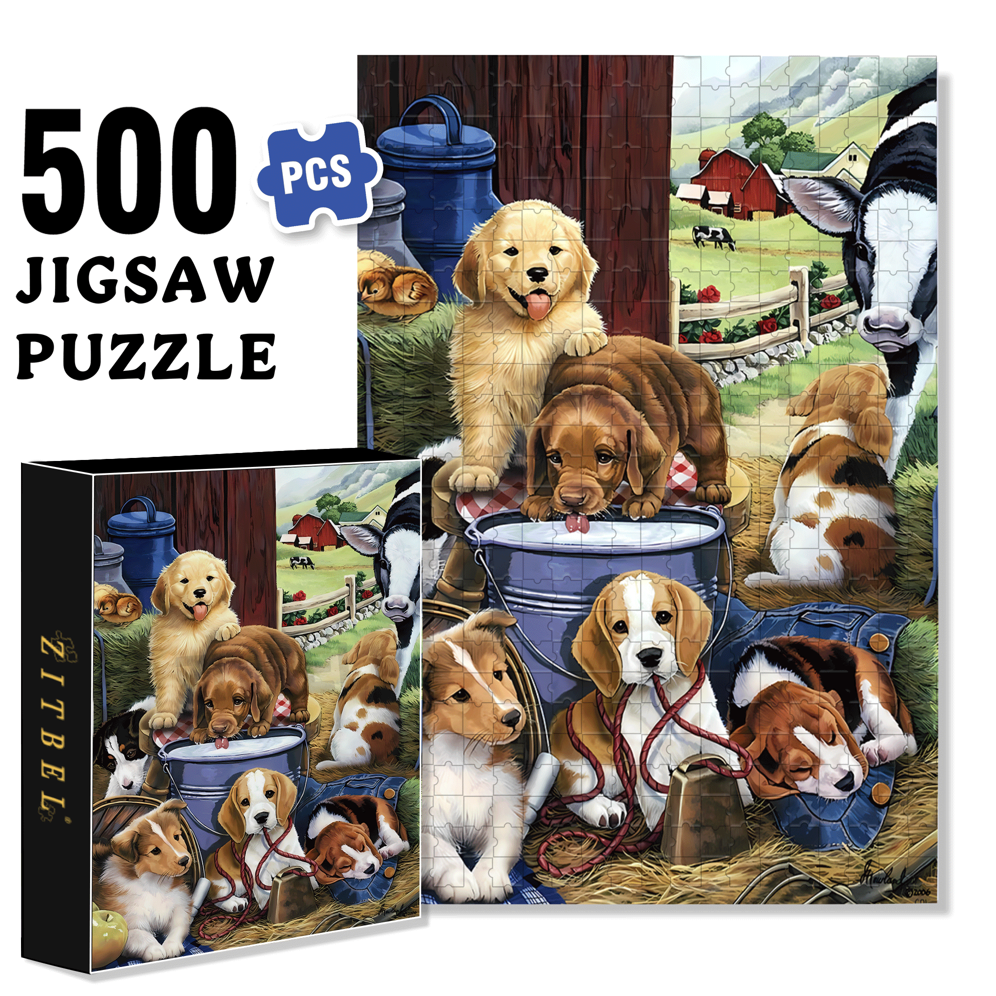 Jenny Newland 500pcs/1000pcs Jigsaw Puzzle, Scratch-Resistant, Interactive Family Game & Brain-Boosting DIY Decor, Perfect for Halloween, Christmas & New Year Gifts, Family Puzzle Game
