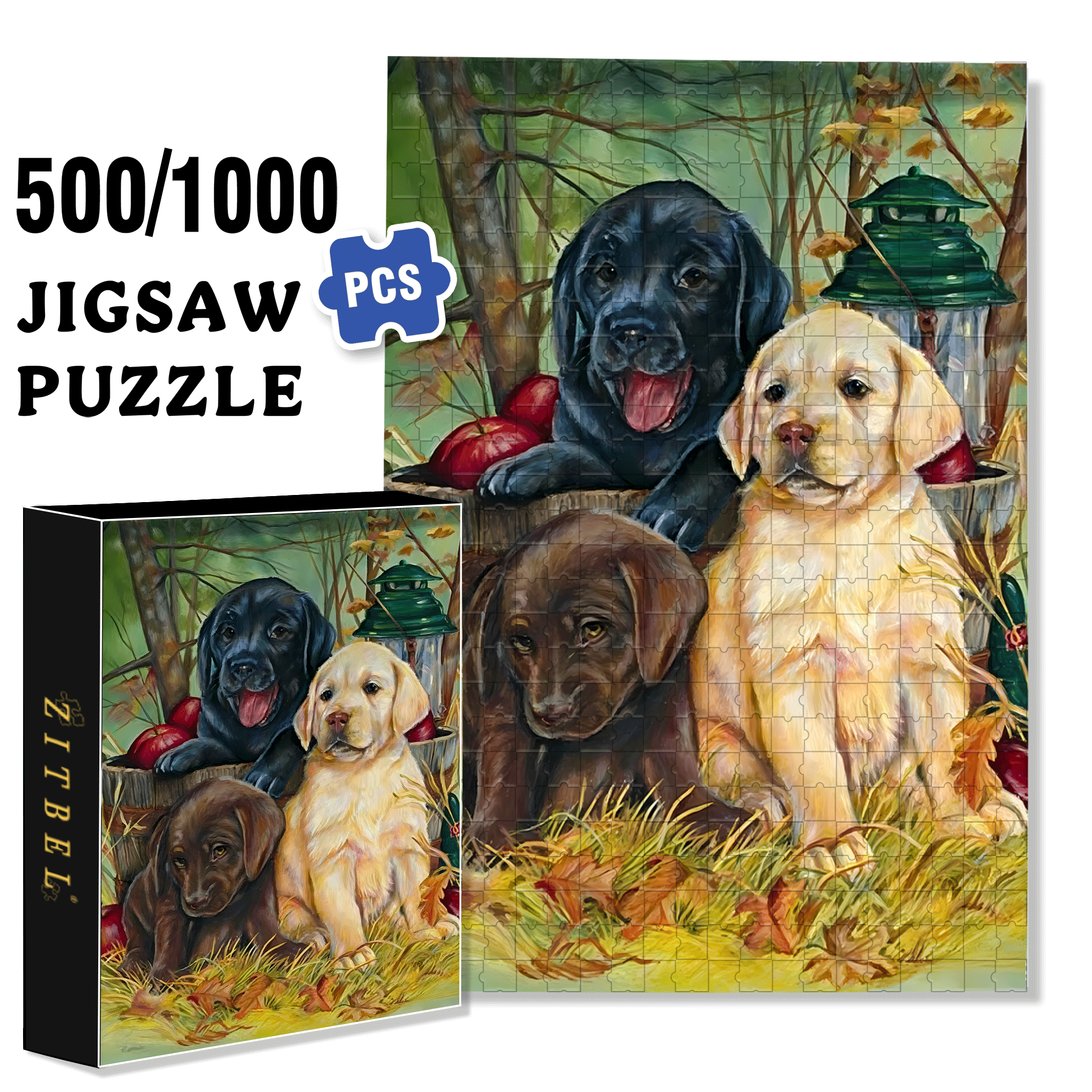 Labrador House 500pcs/1000pcs Jigsaw Puzzle, Scratch-Resistant, Interactive Family Game & Brain-Boosting DIY Decor, Perfect for Halloween, Christmas & New Year Gifts, Family Puzzle Game