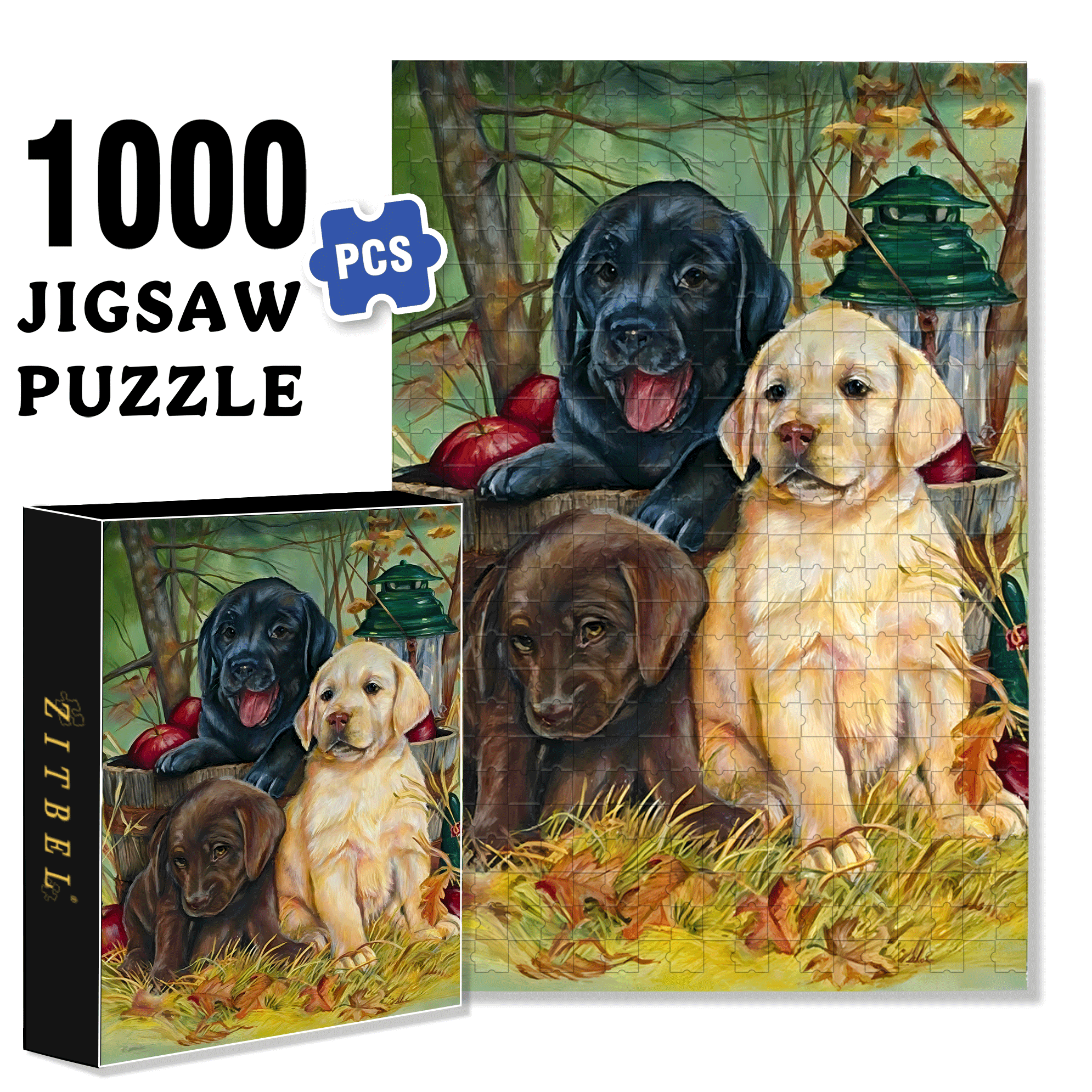 Labrador House 500pcs/1000pcs Jigsaw Puzzle, Scratch-Resistant, Interactive Family Game & Brain-Boosting DIY Decor, Perfect for Halloween, Christmas & New Year Gifts, Family Puzzle Game