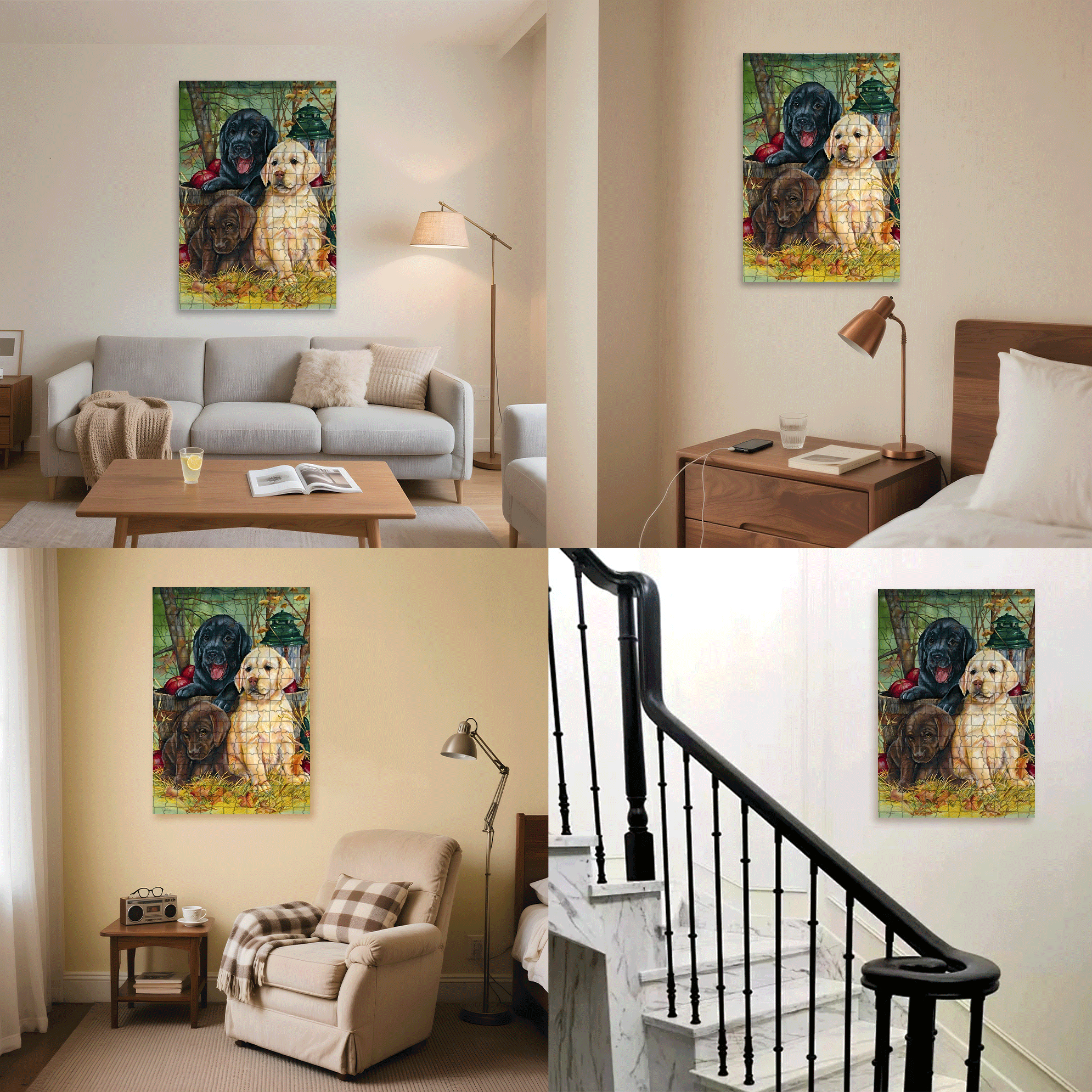 Labrador House 500pcs/1000pcs Jigsaw Puzzle, Scratch-Resistant, Interactive Family Game & Brain-Boosting DIY Decor, Perfect for Halloween, Christmas & New Year Gifts, Family Puzzle Game