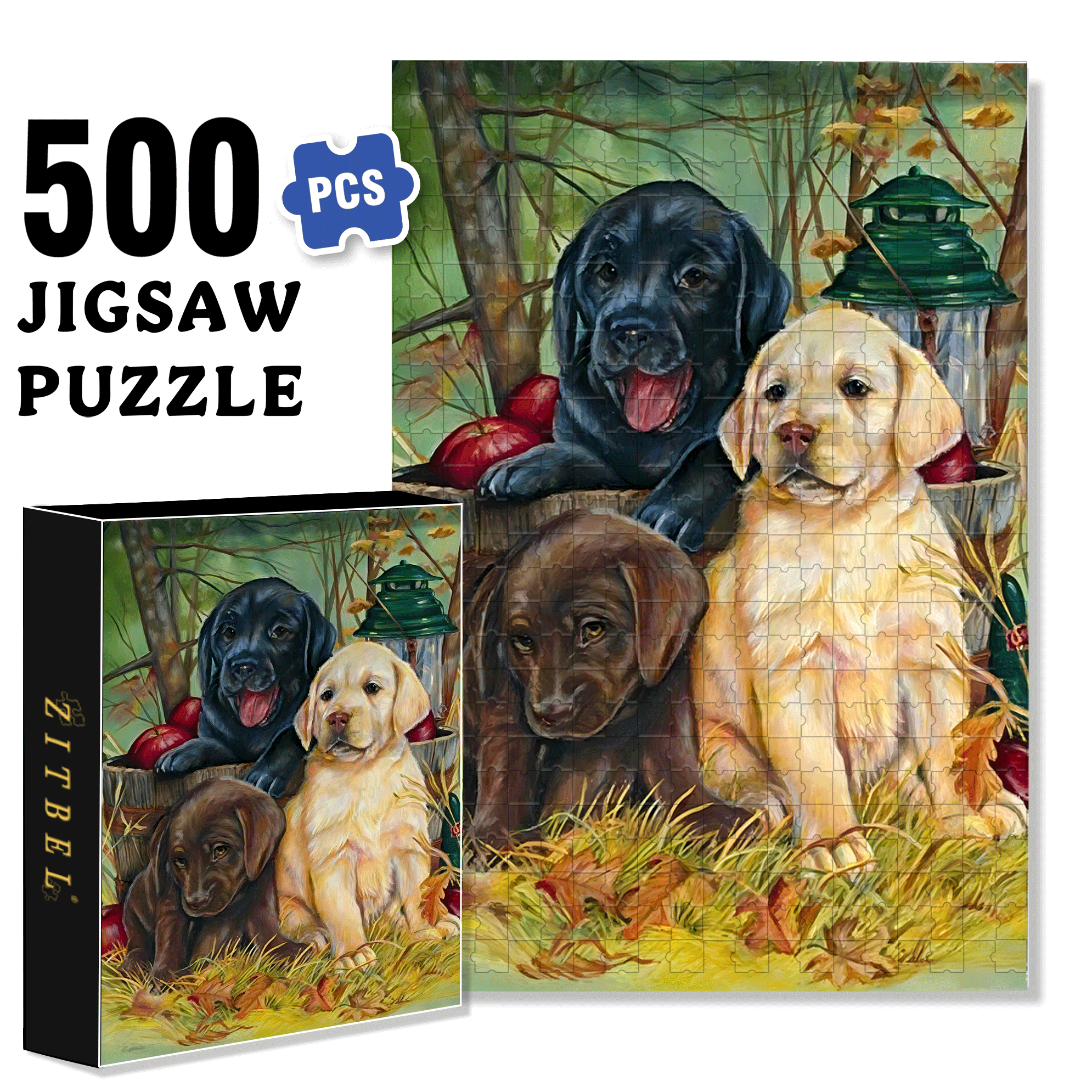 Labrador House 500pcs/1000pcs Jigsaw Puzzle, Scratch-Resistant, Interactive Family Game & Brain-Boosting DIY Decor, Perfect for Halloween, Christmas & New Year Gifts, Family Puzzle Game