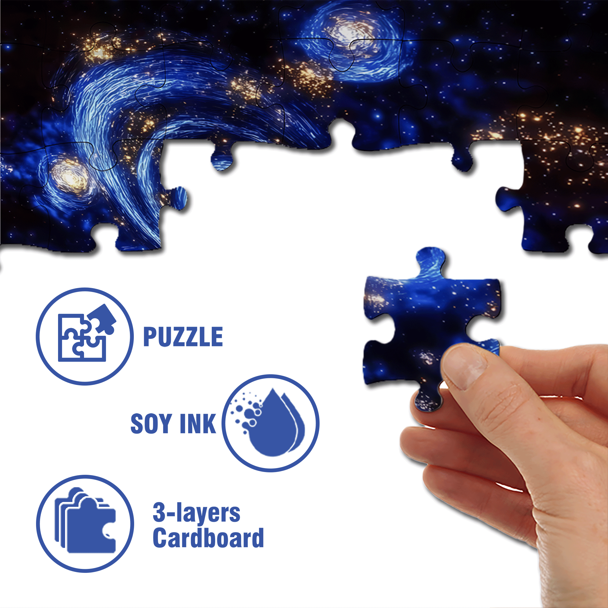 Lavender Fields Under Van Gogh's Starry Night 500pcs/1000pcs Jigsaw Puzzle, Scratch-Resistant, Interactive Family Game & Brain-Boosting DIY Decor, Perfect for Halloween, Christmas & New Year Gifts, Family Puzzle Game