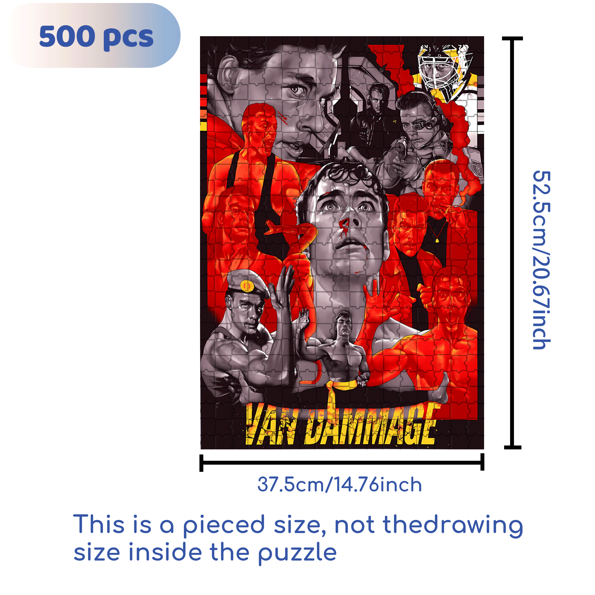 Van Dammage 500pcs/1000pcs Jigsaw Puzzle, Scratch-Resistant, Interactive Family Game & Brain-Boosting DIY Decor, Perfect for Halloween, Christmas & New Year Gifts, Family Puzzle Game