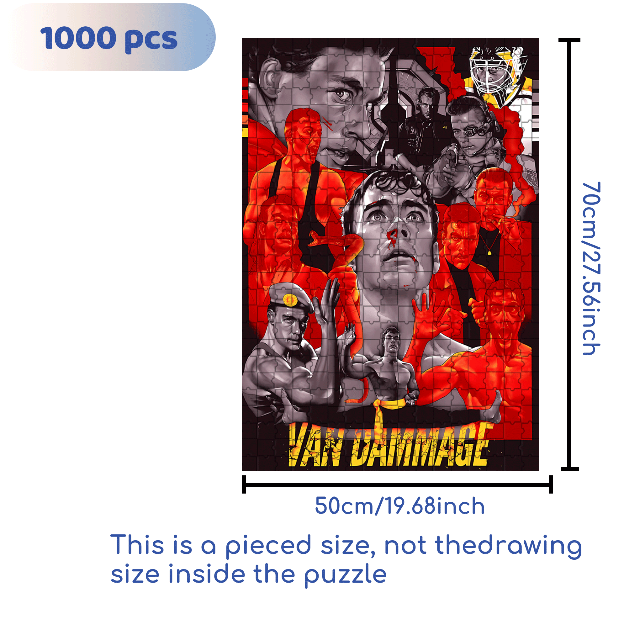 Van Dammage 500pcs/1000pcs Jigsaw Puzzle, Scratch-Resistant, Interactive Family Game & Brain-Boosting DIY Decor, Perfect for Halloween, Christmas & New Year Gifts, Family Puzzle Game