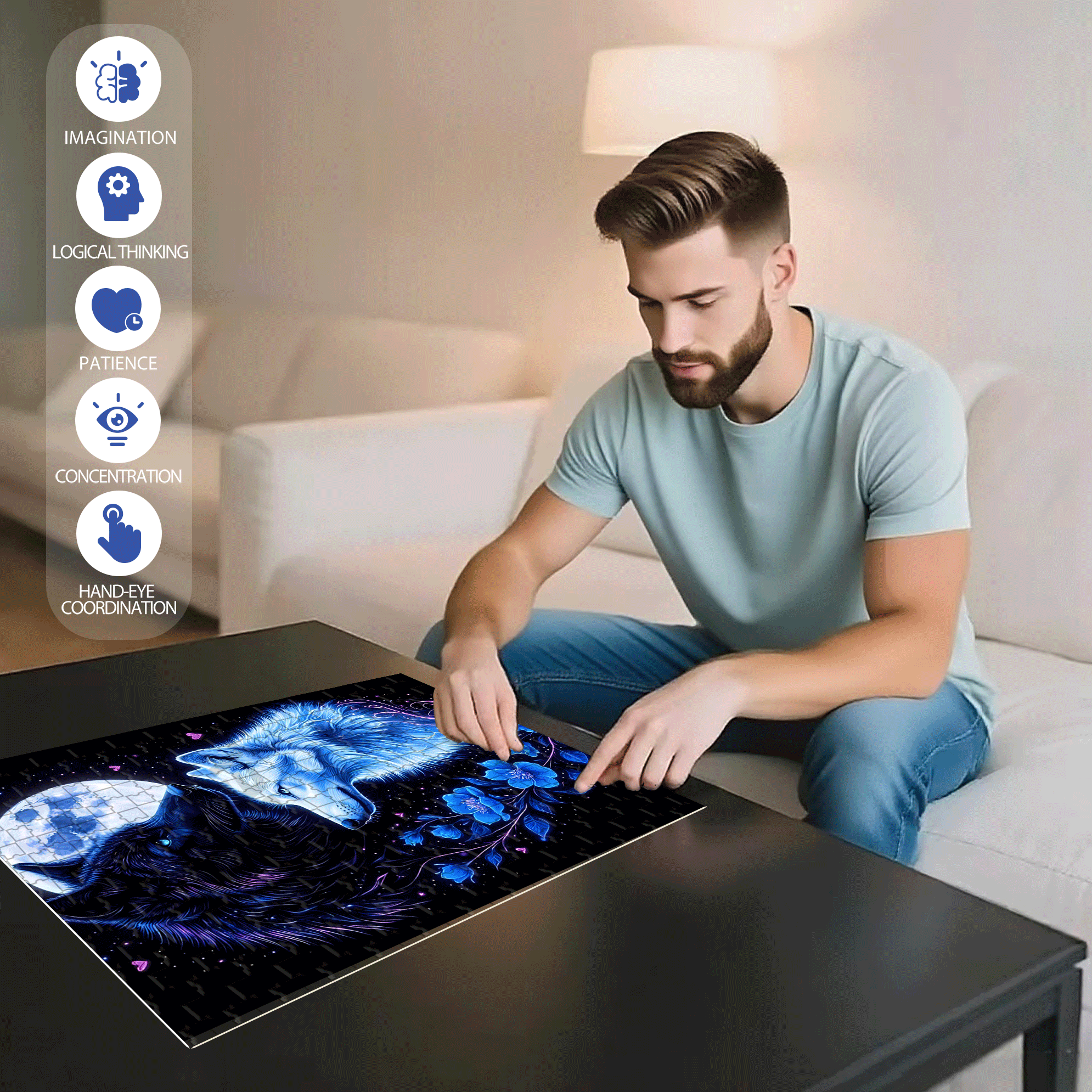 Wild World 500pcs/1000pcs Jigsaw Puzzle, Scratch-Resistant, Interactive Family Game & Brain-Boosting DIY Decor, Perfect for Halloween, Christmas & New Year Gifts, Family Puzzle Game