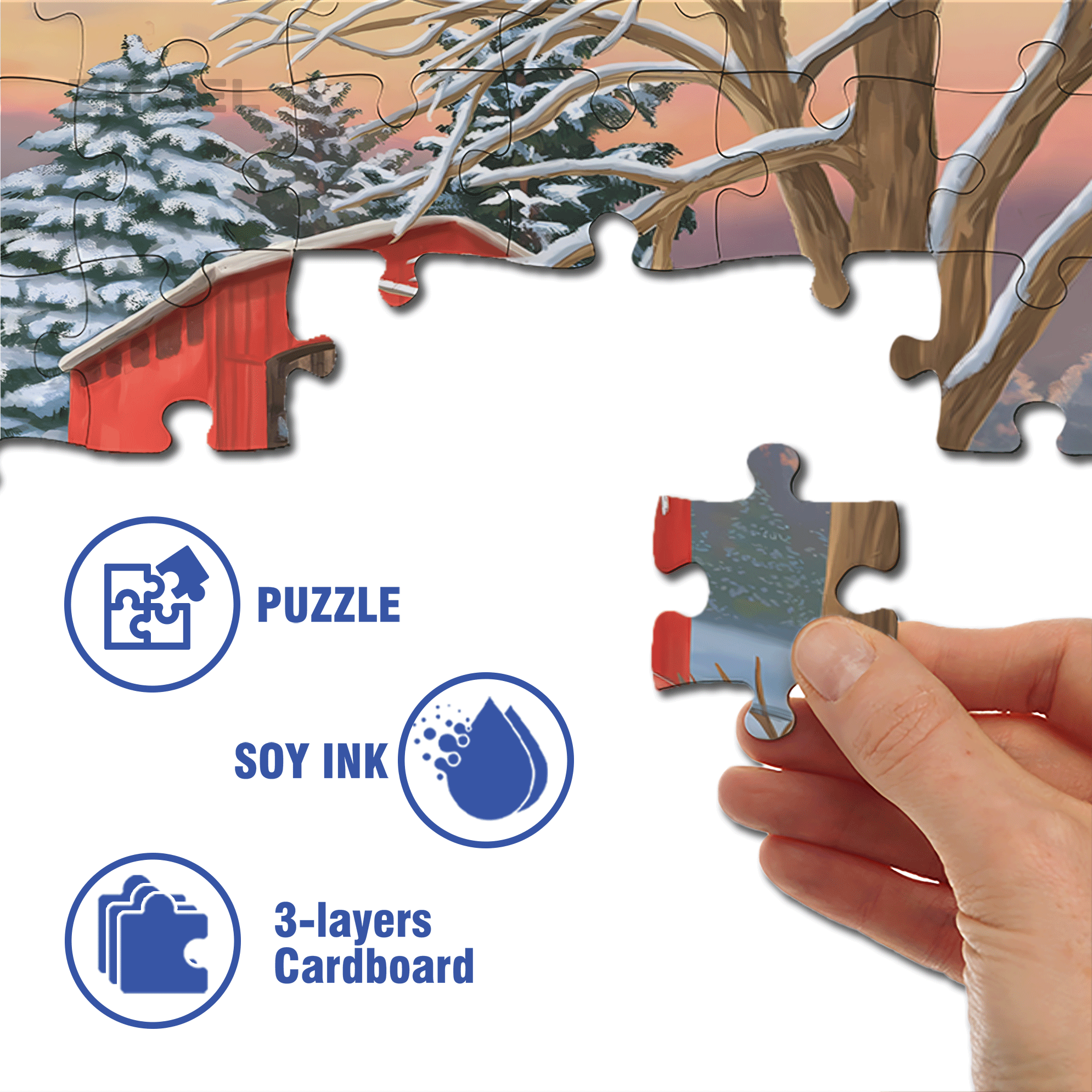 Winter Puppy Pickup Garden 500pcs/1000pcs Jigsaw Puzzle, Scratch-Resistant, Interactive Family Game & Brain-Boosting DIY Decor, Perfect for Halloween, Christmas & New Year Gifts, Family Puzzle Game