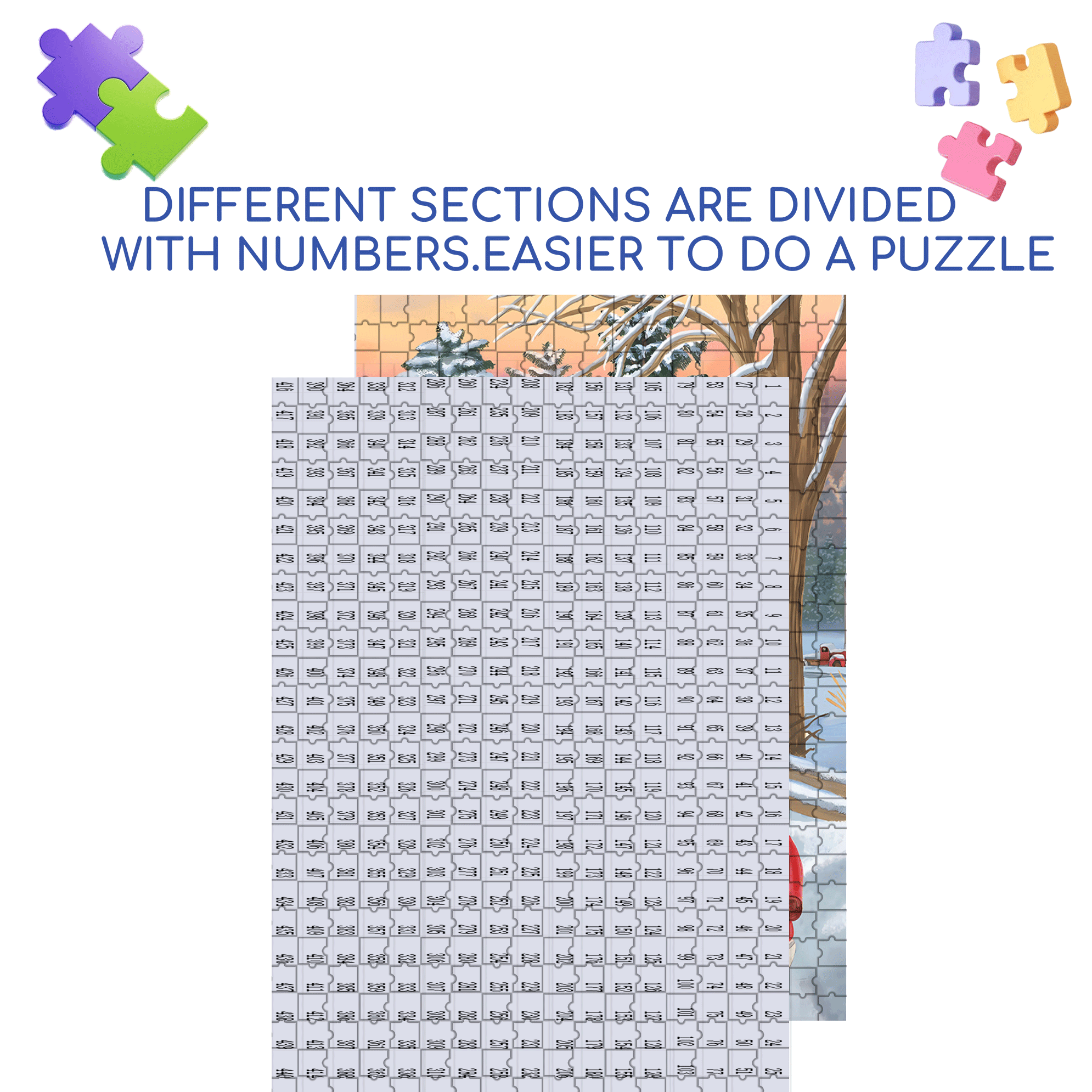 Winter Puppy Pickup Garden 500pcs/1000pcs Jigsaw Puzzle, Scratch-Resistant, Interactive Family Game & Brain-Boosting DIY Decor, Perfect for Halloween, Christmas & New Year Gifts, Family Puzzle Game