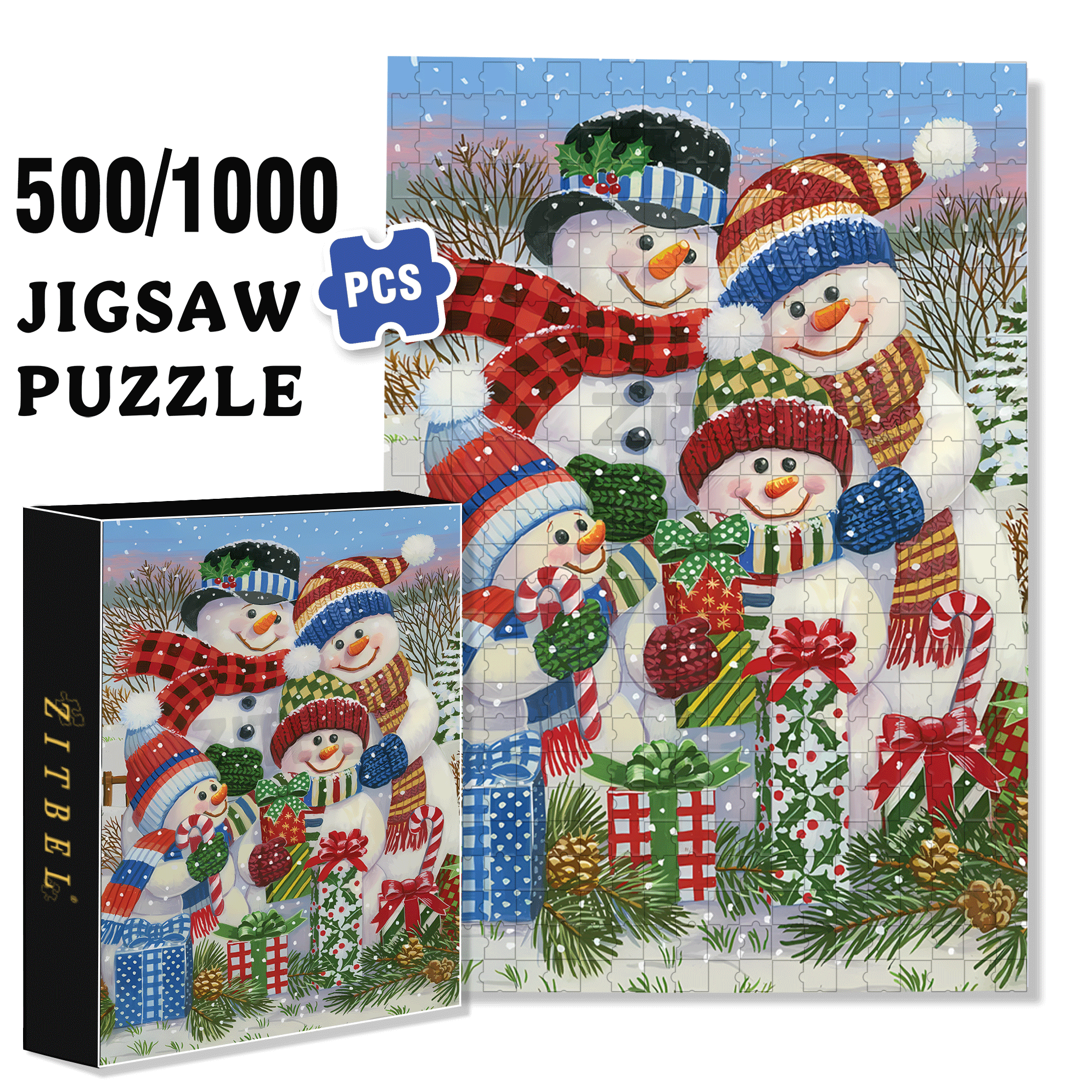 With Presents For All 500pcs/1000pcs Jigsaw Puzzle, Scratch-Resistant, Interactive Family Game & Brain-Boosting DIY Decor, Perfect for Halloween, Christmas & New Year Gifts, Family Puzzle Game