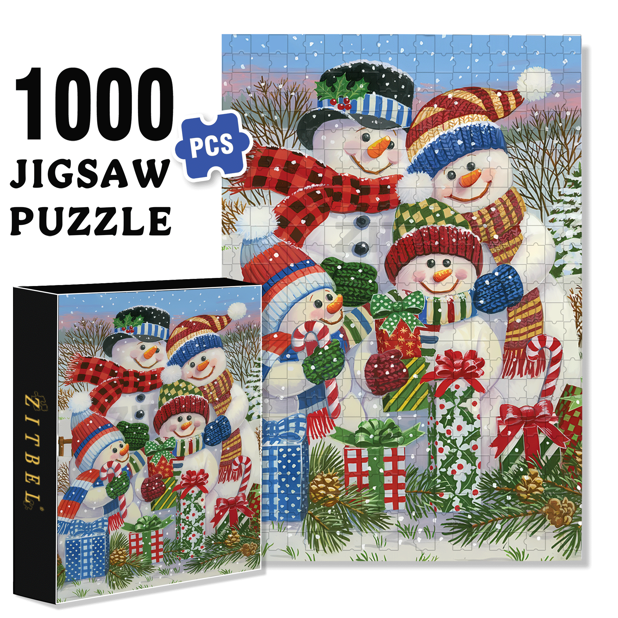 With Presents For All 500pcs/1000pcs Jigsaw Puzzle, Scratch-Resistant, Interactive Family Game & Brain-Boosting DIY Decor, Perfect for Halloween, Christmas & New Year Gifts, Family Puzzle Game